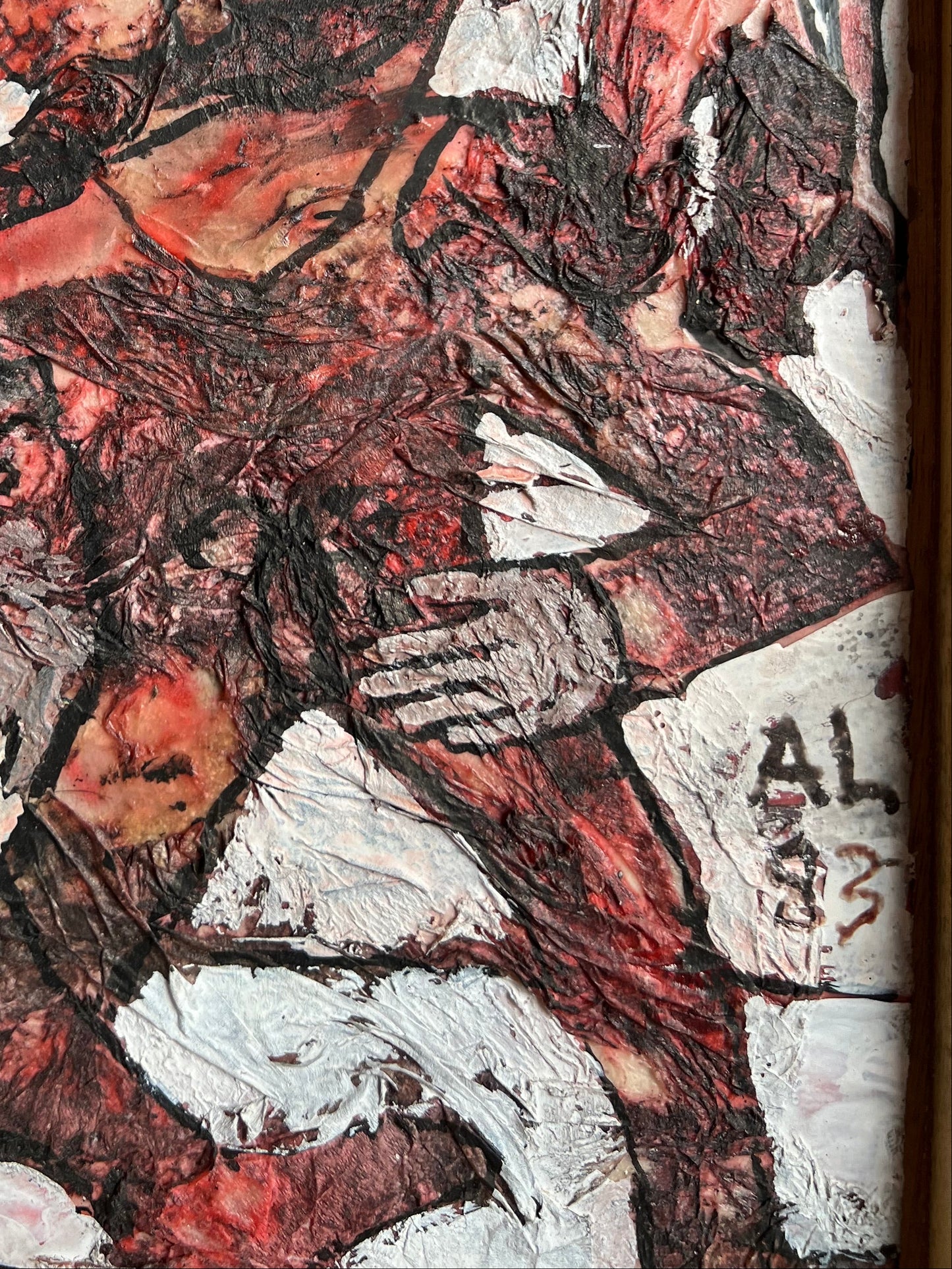 Alain LACOSTE (1935-2022), Untitled (Red Figures). Oil on panel Painting. Monogrammed and dated