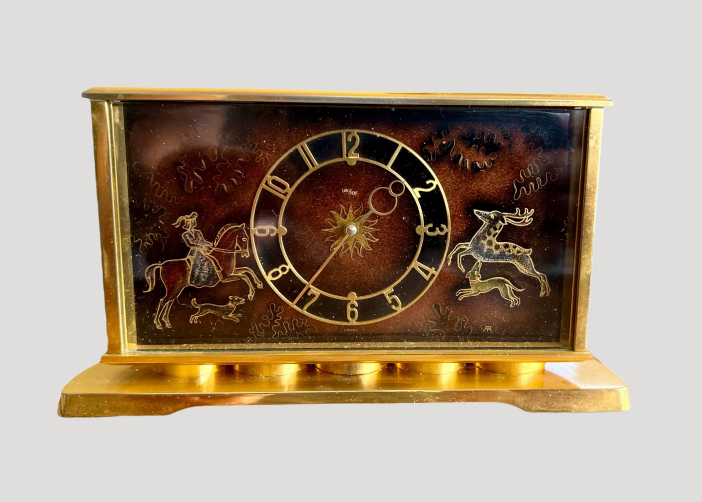Imhof Swiss gilt brass desk clock