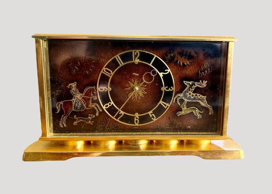 Imhof Swiss gilt brass desk clock