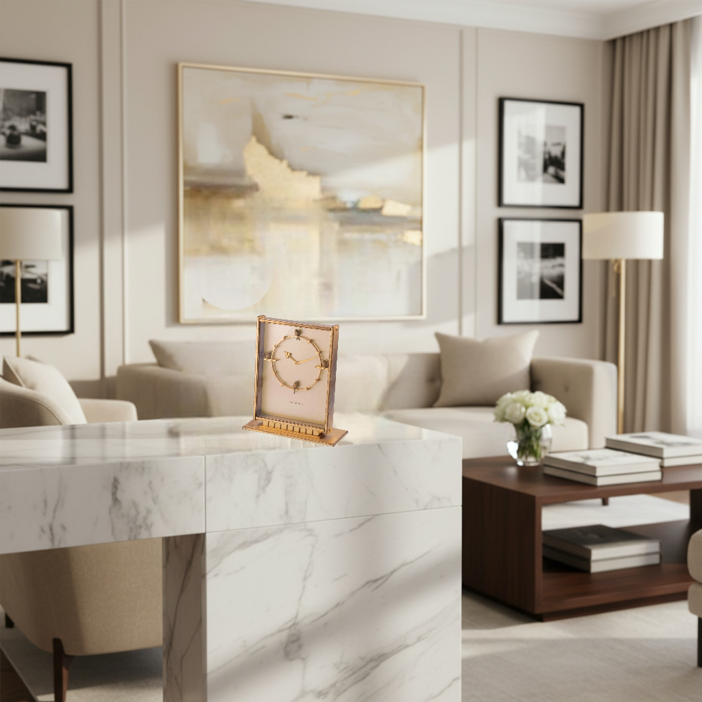 Jaeger-LeCoultre 8 Days 'Birds' Desk Clock ca 1950''Rare