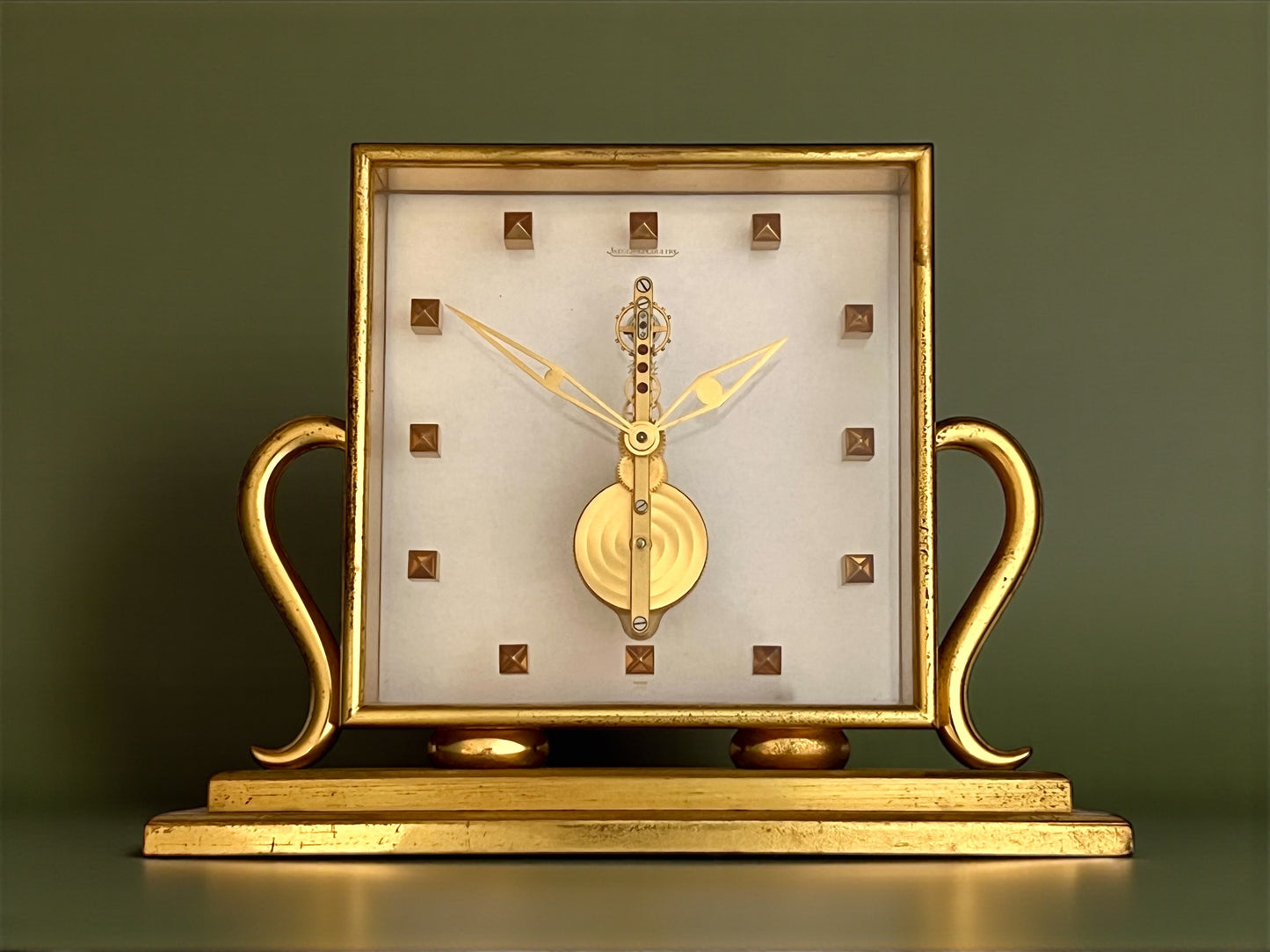 Jaeger-LeCoultre Artwork 'Baguette' Desk Clock 1950' Rare