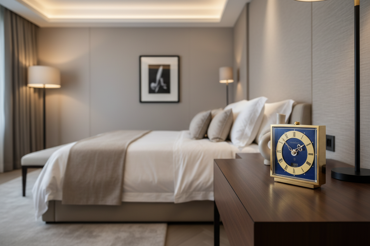 Jaeger-LeCoultre Lapis Lazuli 8 Days Alarm Table Clock/ Horloge de table 1960' & Certificate