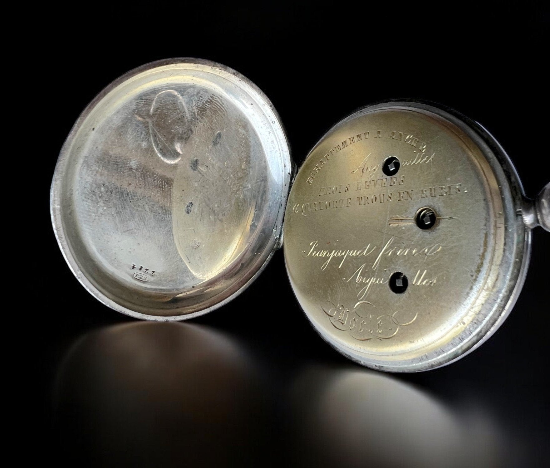 Jean Jaquet Freres signed Antique Silver Pocket Watch