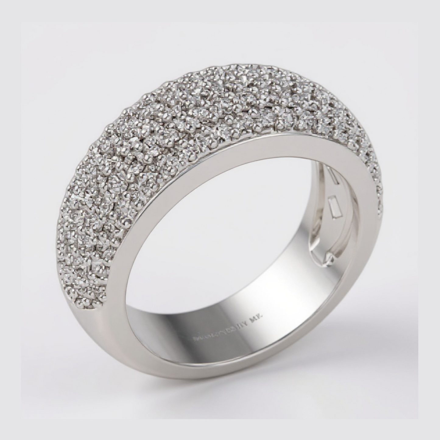 18k White Gold Ring paved with diamonds signed Kurtz