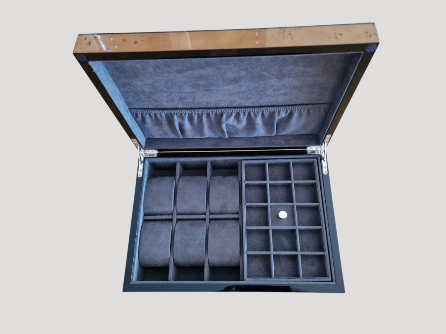 Large Woden Box for 6 watches & jewellery Rare with world map motif