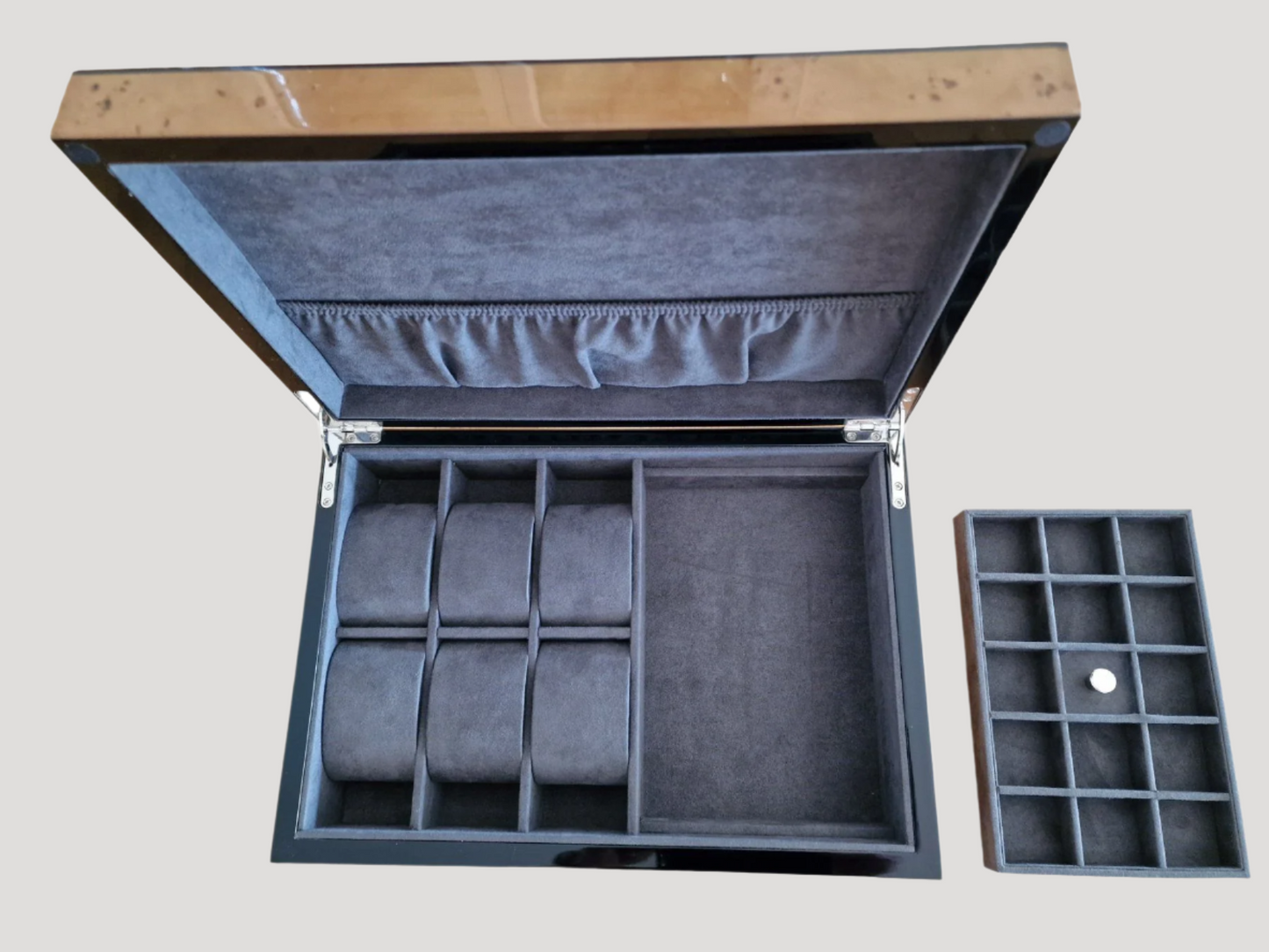 Large Woden Box for 6 watches & jewellery Rare with world map motif