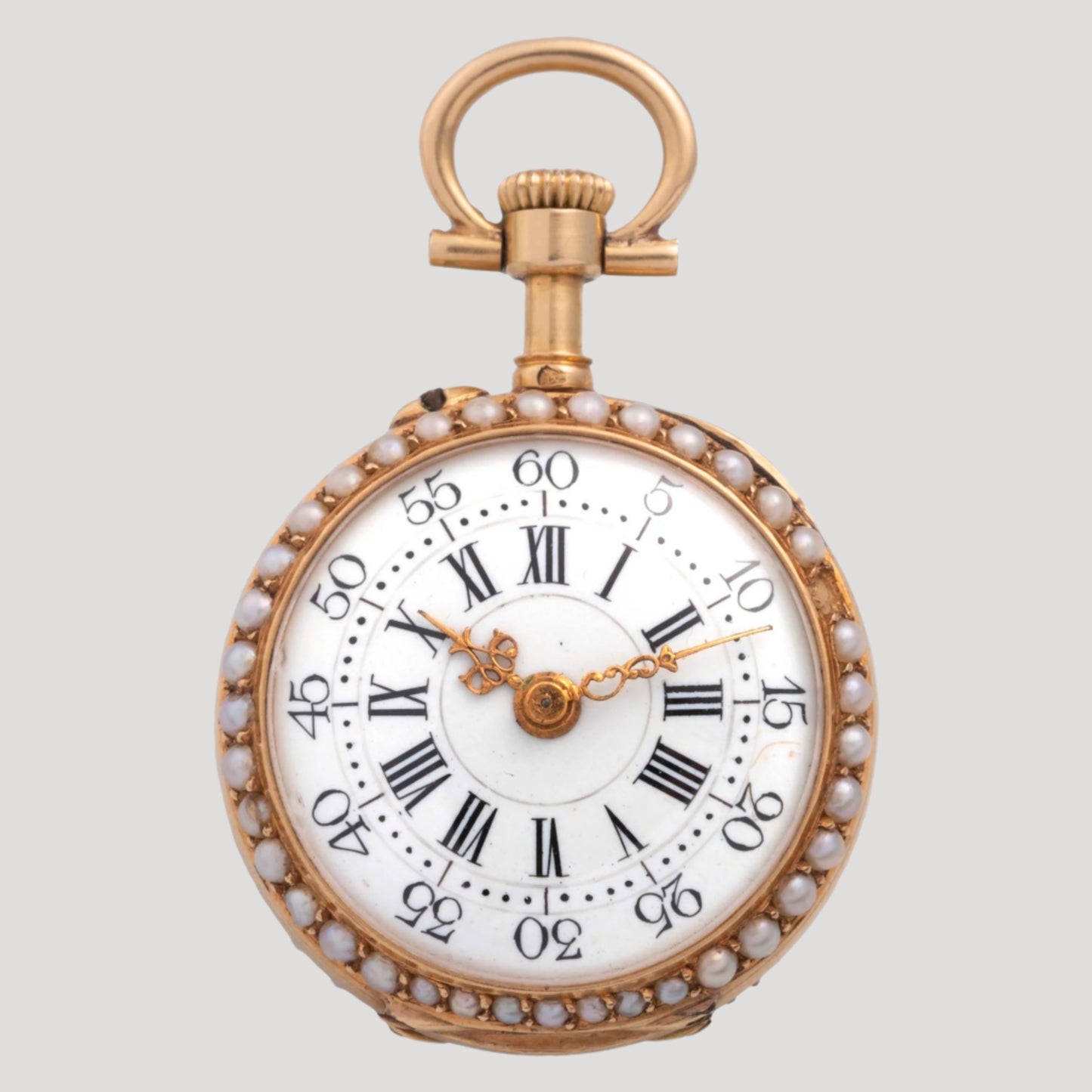 LeCoultre 18k Gold enameled with pearls open-face pocket watch 1890'