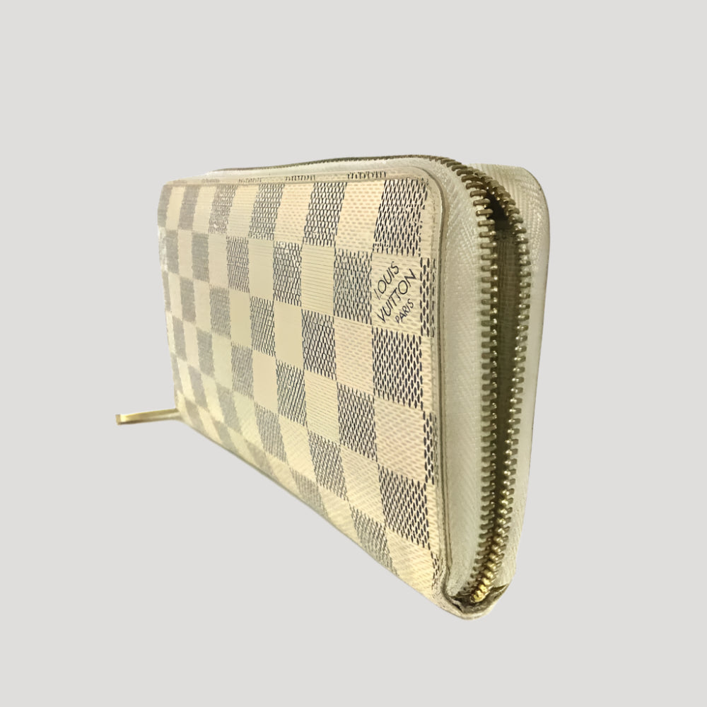 Louis Vuitton Damier Azur Zippy Zip around white long wallet / portefeuille