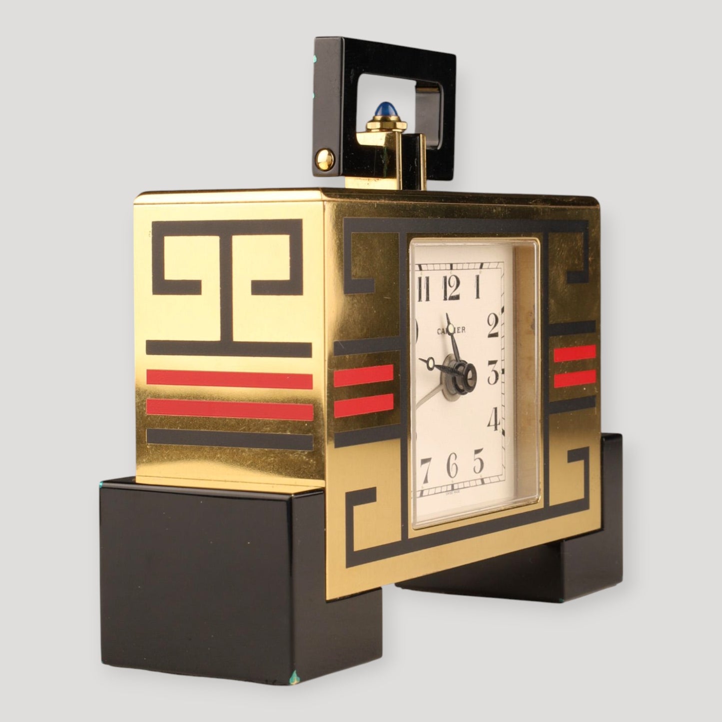 Must de Cartier 'Art Deco Alarm Table Clock/ Pendulette with its original Cartier papers & box