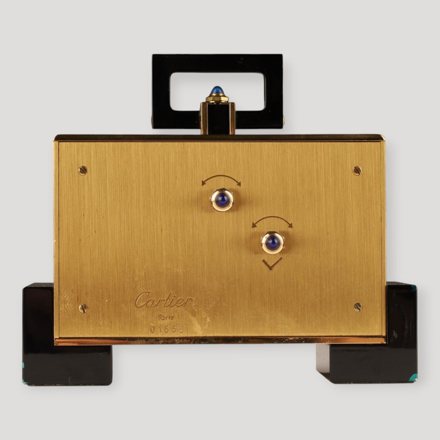 Must de Cartier 'Art Deco Alarm Table Clock/ Pendulette with its original Cartier papers & box