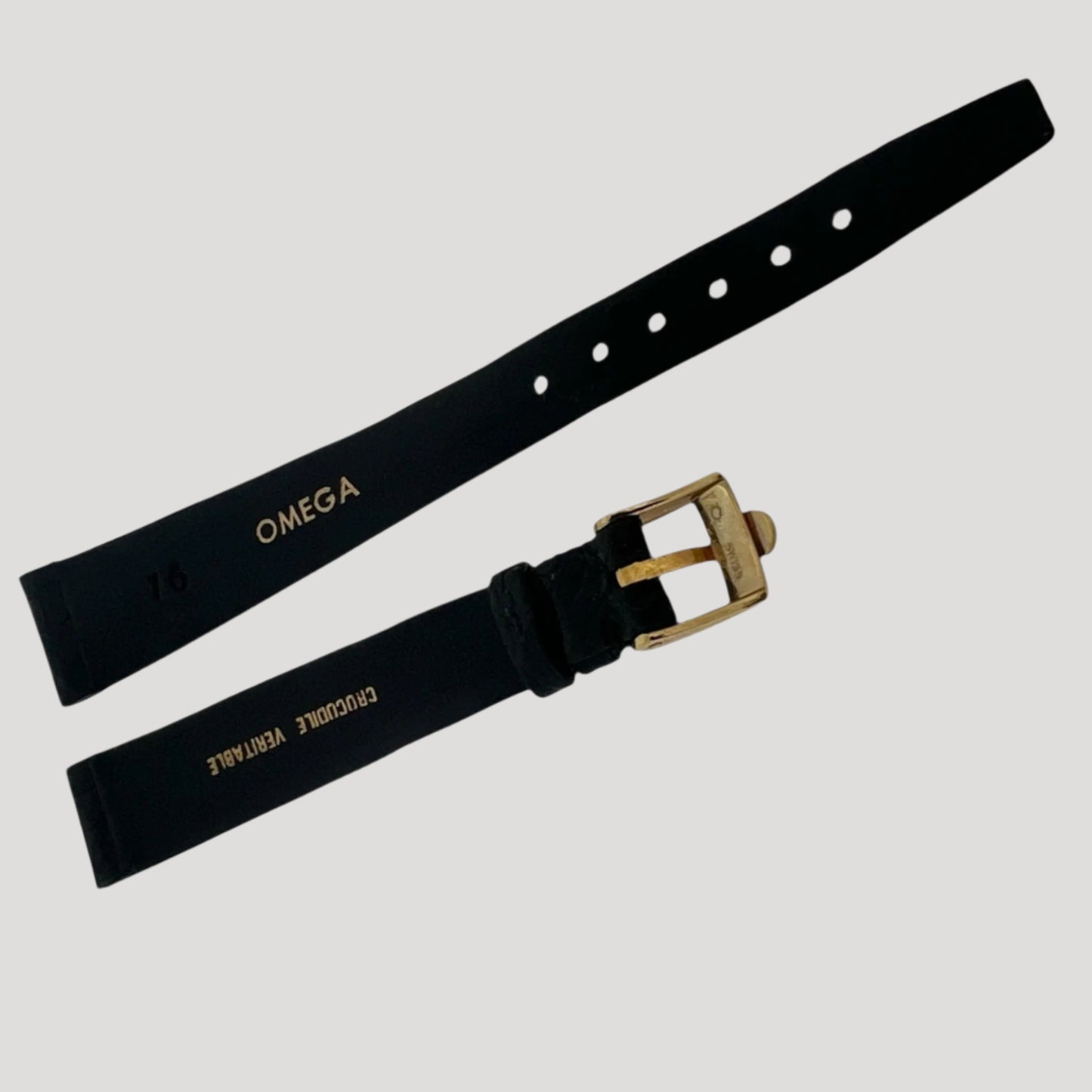 Omega New Black Croco Leather Bracelet/Band/Strap 16 X 10 mm with buckle