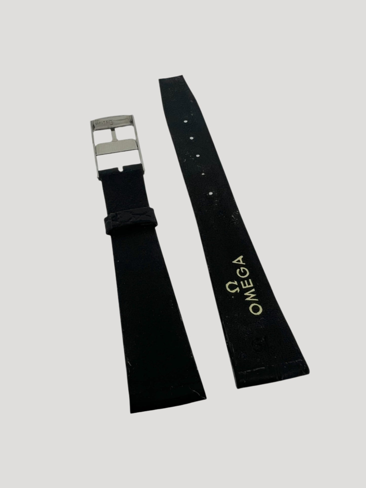 Omega New Black Croco Leather Bracelet/Band/Strap 19 mm with steel buckle