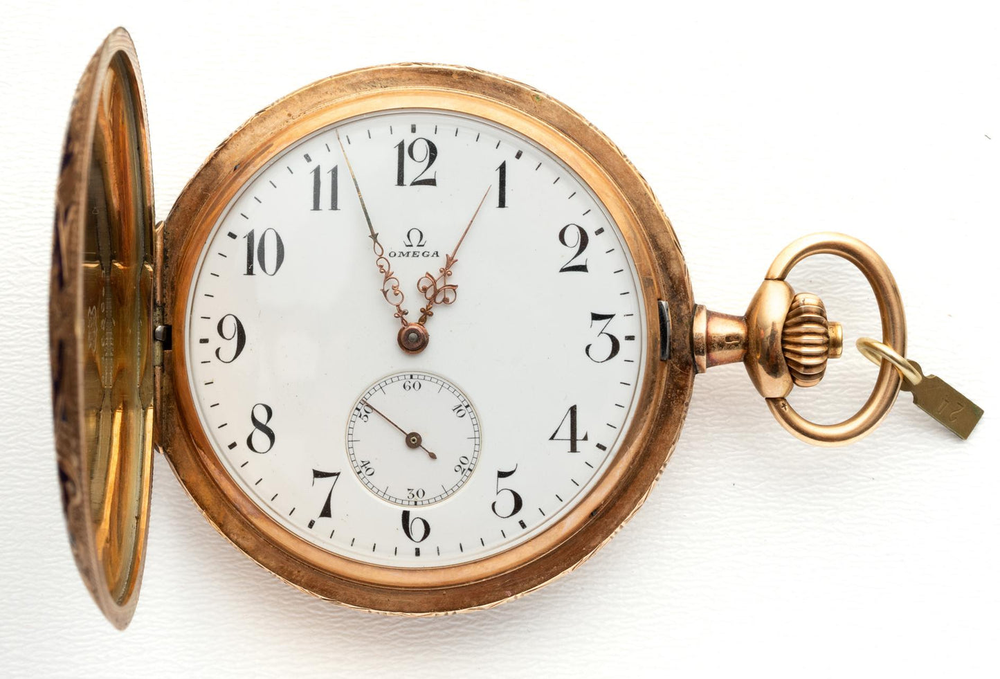 Omega Rare Gold Enameled Handcrafted Art Nouveau Pocket Watch ca 1915'
