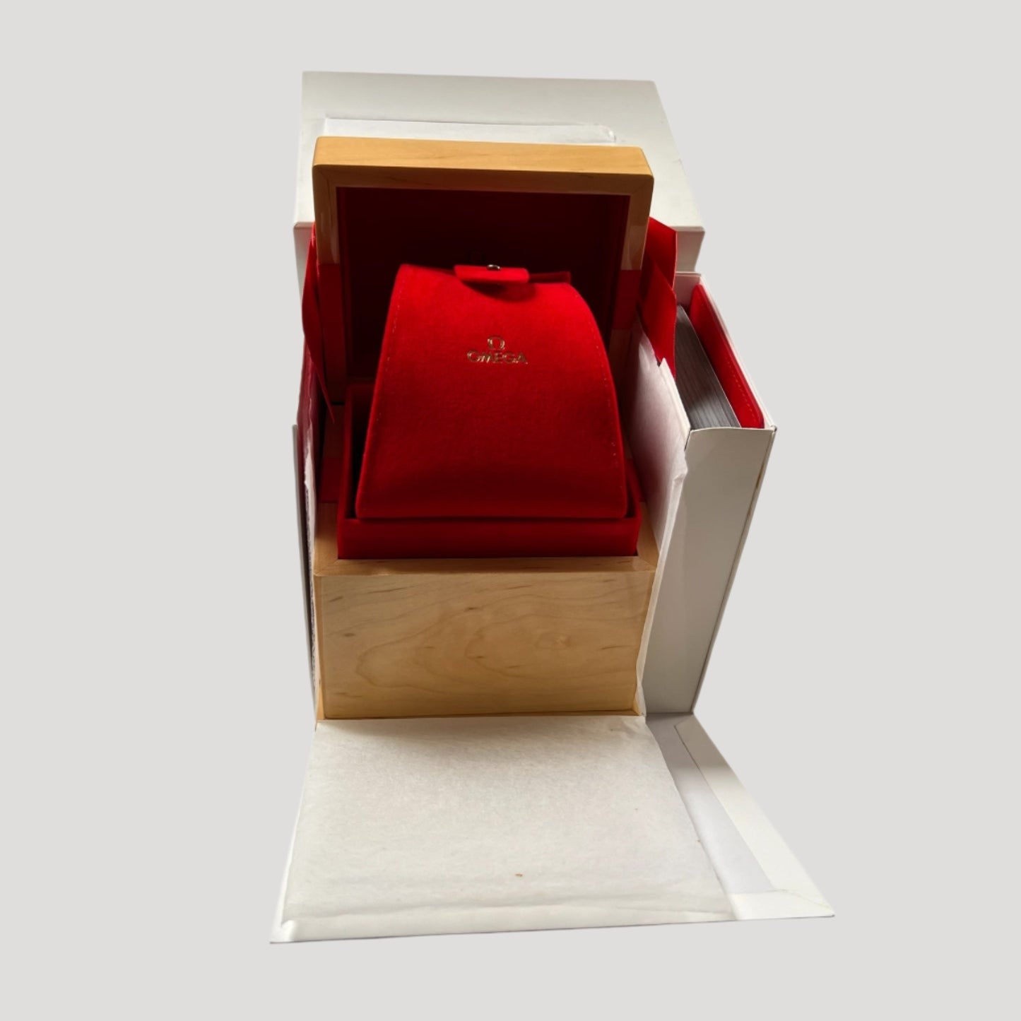 Omega NEW Lady Woden Box / Boîte / Scatola /Schachtel & travel pouch & booklet