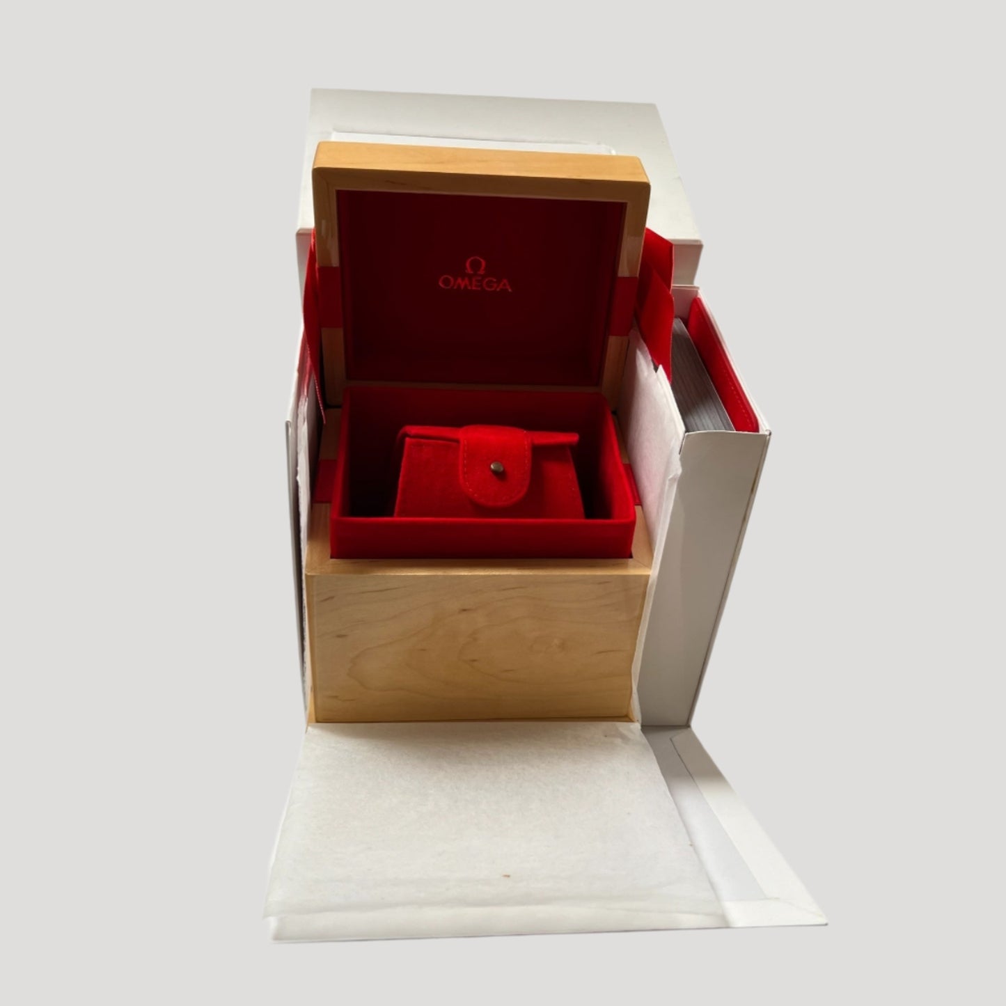 Omega NEW Lady Woden Box / Boîte / Scatola /Schachtel & travel pouch & booklet