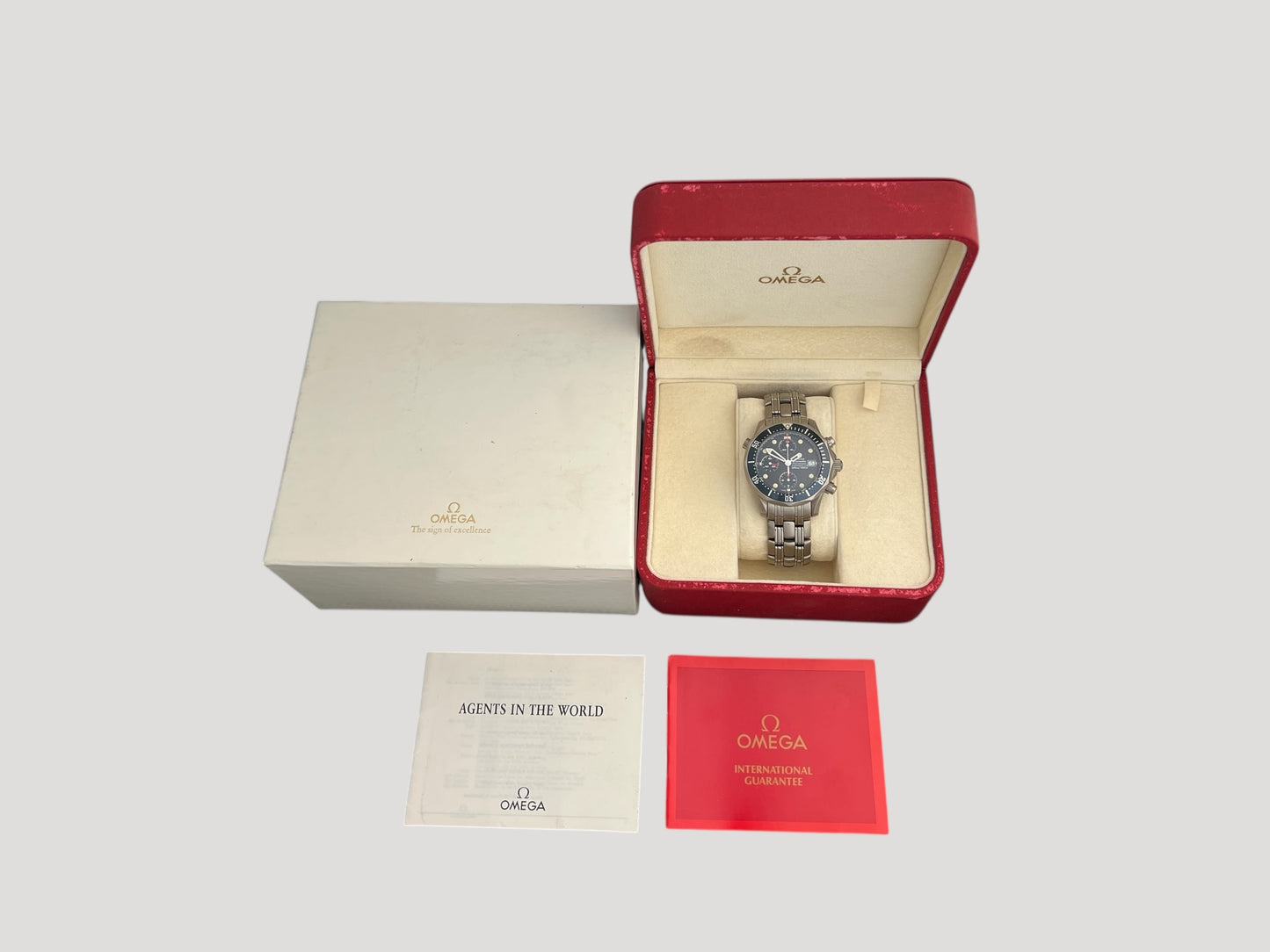 Omega Seamaster Diver 300M Chronograph Titanium, Ref. 2298.80.00 ca 1986' Full Set