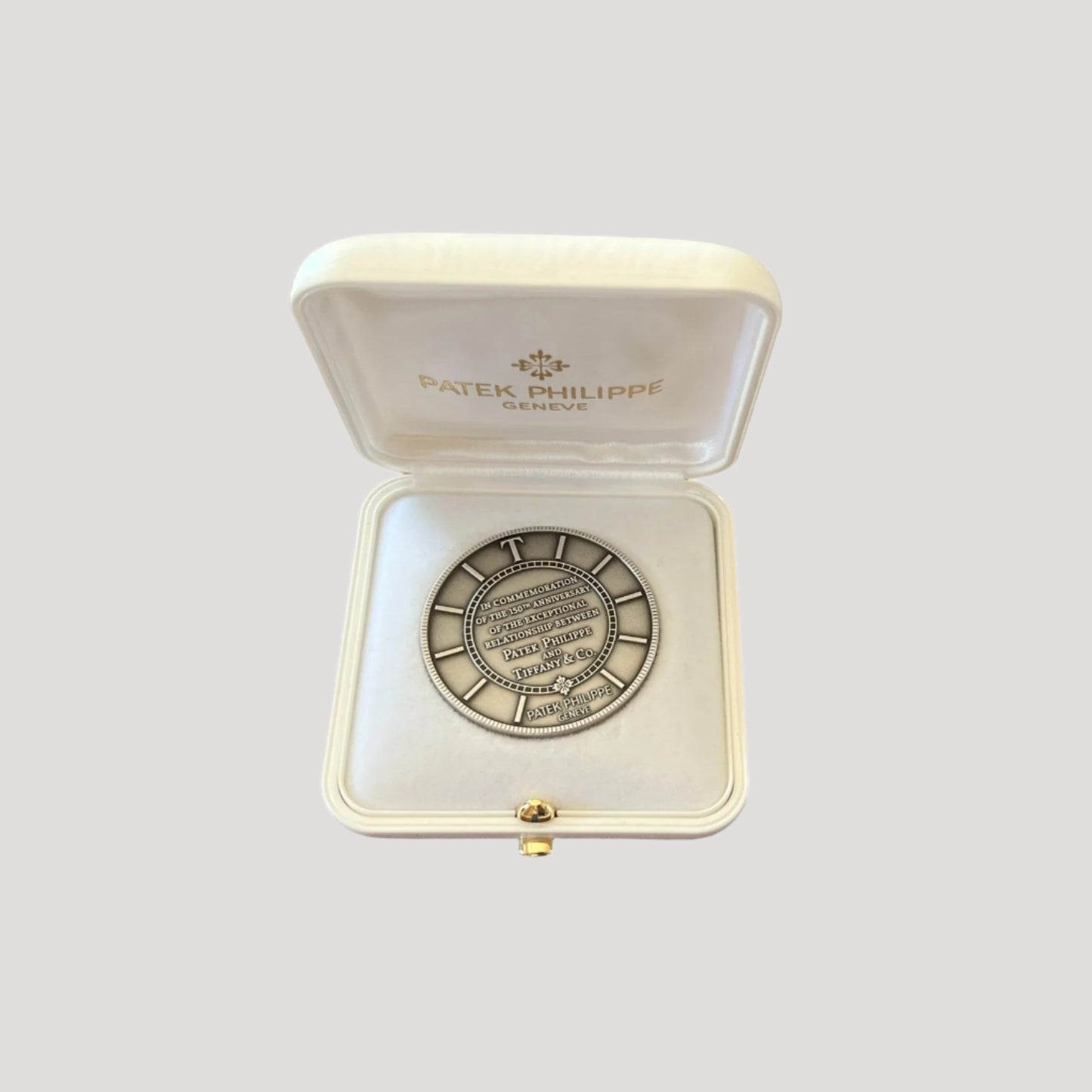 Patek Philippe & Tiffany & Co 150th Anniversary Silver Medal/Médaille Mint in its Patek Box Rare