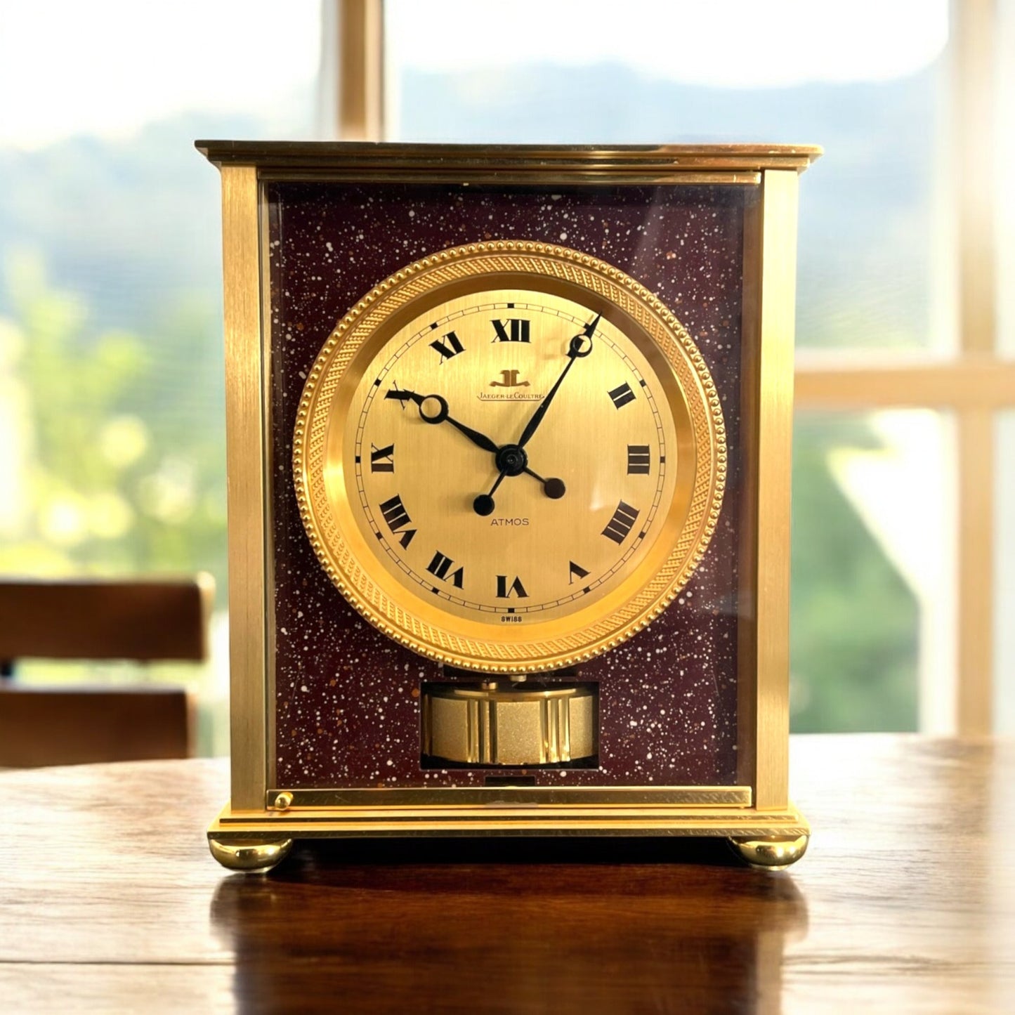 Jaeger-LeCoultre Atmos Red Marble Motifs Roman Dial