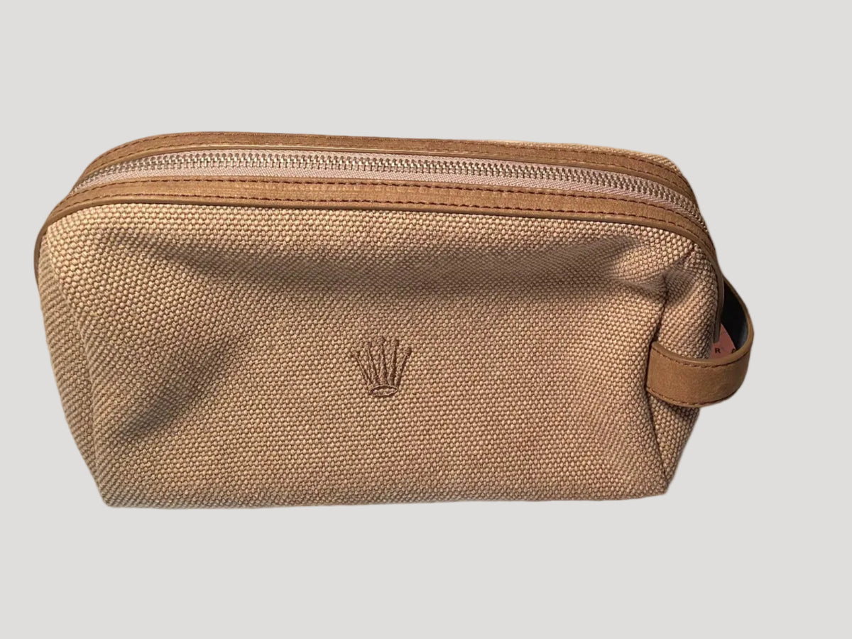 Rolex New Rare Light Brown Pochette/ Trousse de voyage / Travel Toiletry Pouch Bag