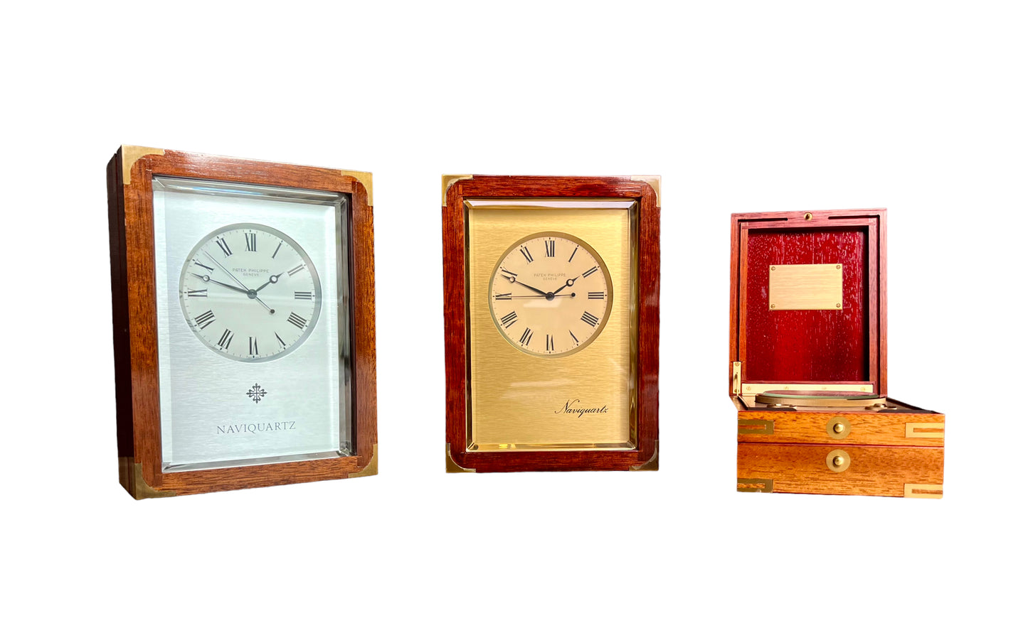 Collection of 3 Patek Philippe Naviquartz Table clocks