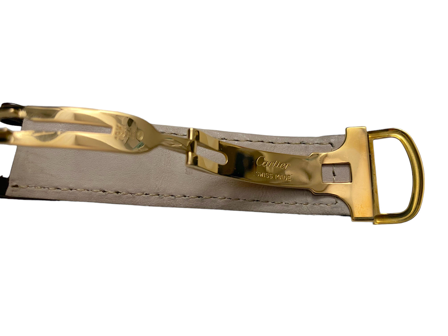 Cartier New Brown Mahogany Croco Leather Band / Strap/ Bracelet with 18k gold deployment clasp 20 mm