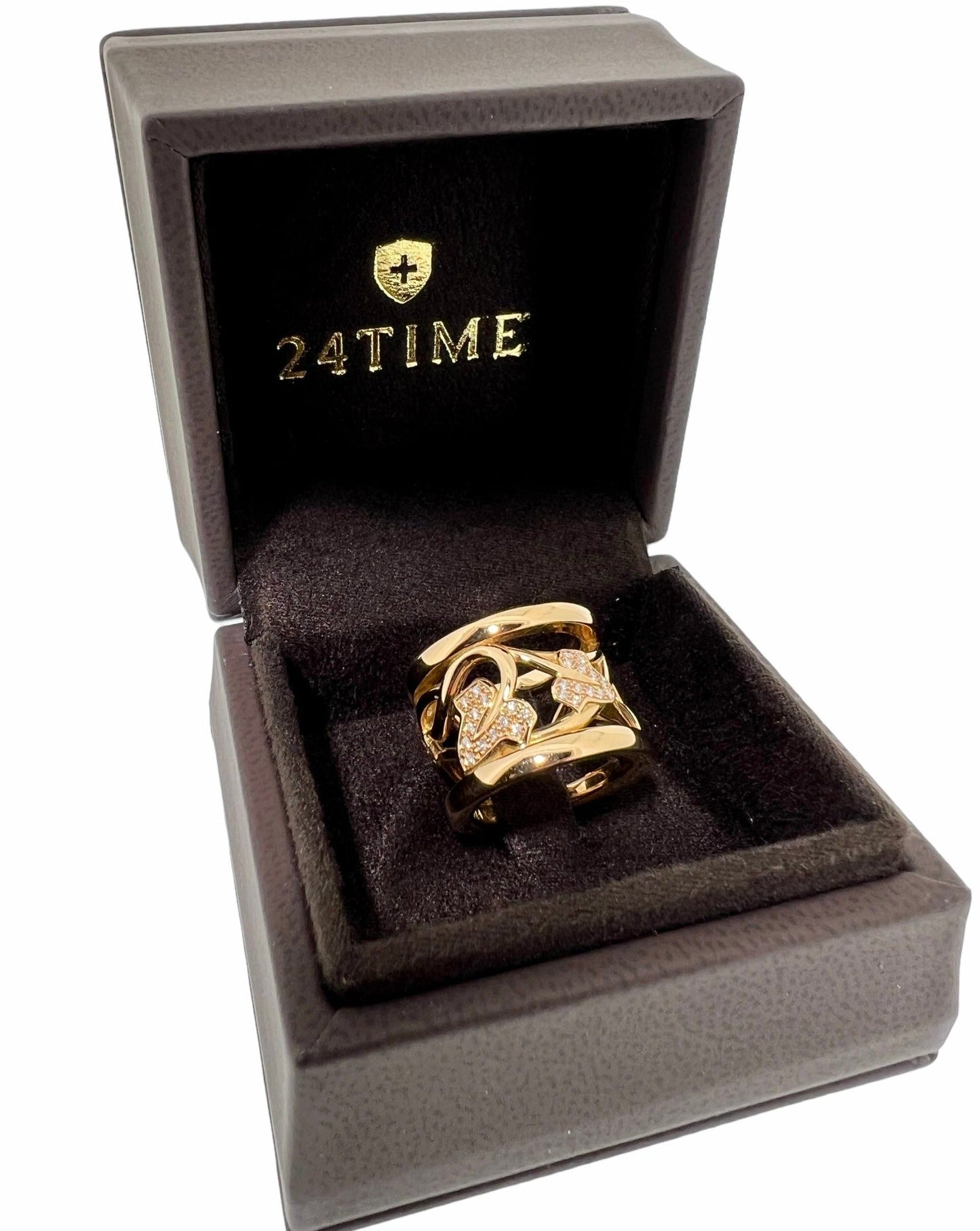 Modern 18k Gold Ring set with Diamonds NEW with certificate
