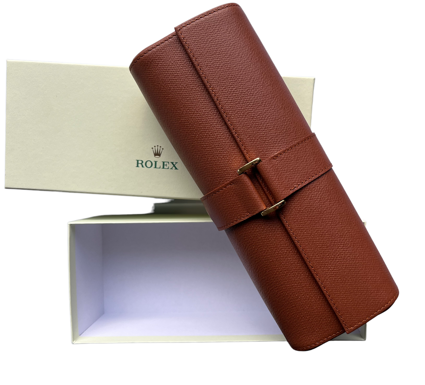 Rolex New Rare Brown Leather Etui/ Travel Pouch/ Case several watches