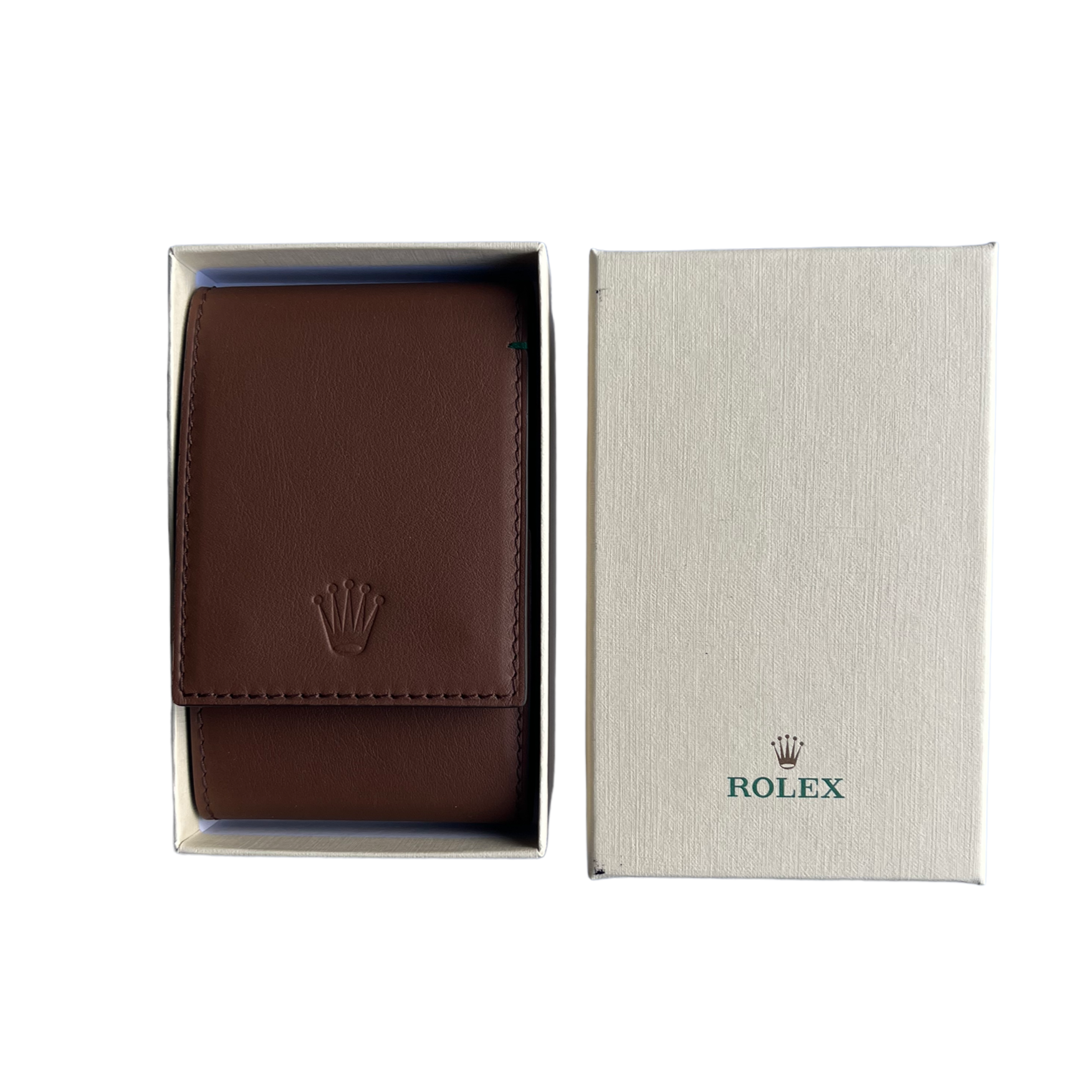 Rolex New Rare Brown Leather Etui Travel Pouch Case