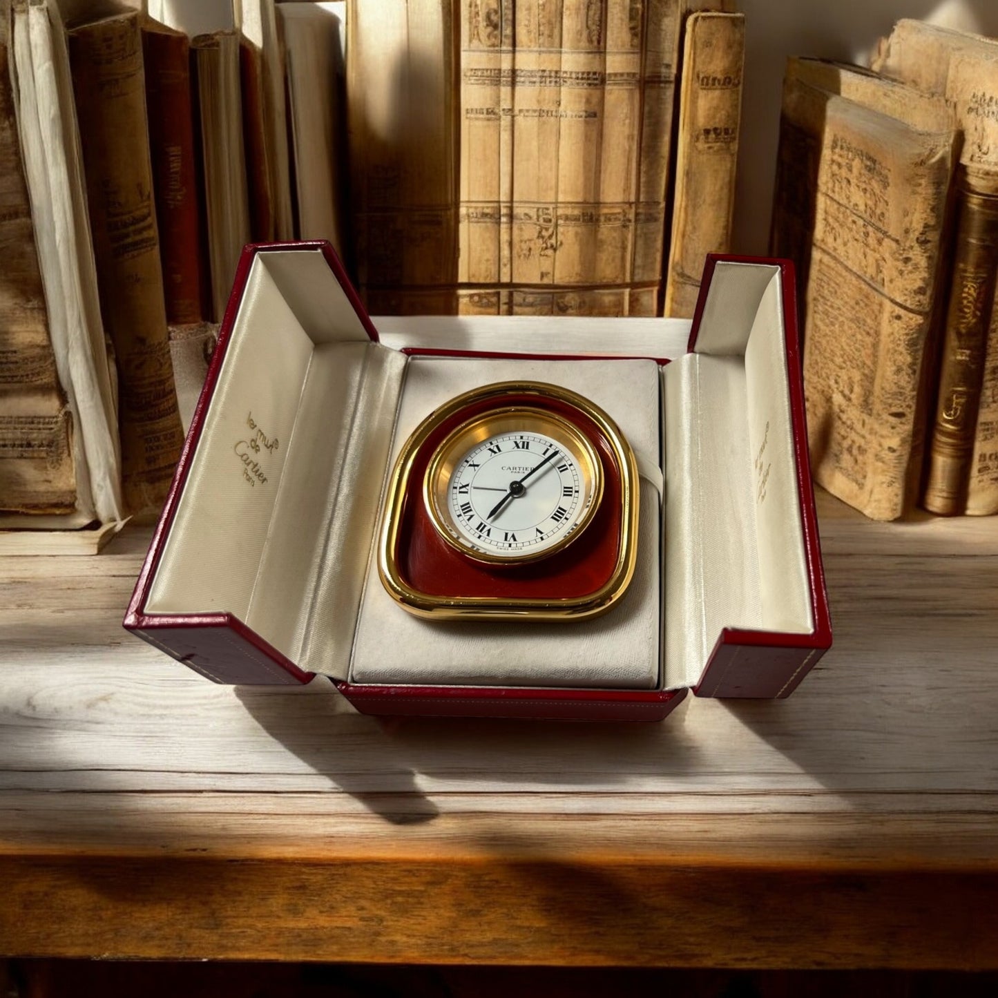 Cartier Alarm Table Clock/ Pendulette with its original Cartier box
