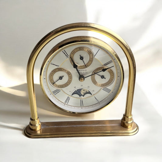 Bucherer Moon Phase Table Clock /Horloge de table/Tischuhr ca 1980