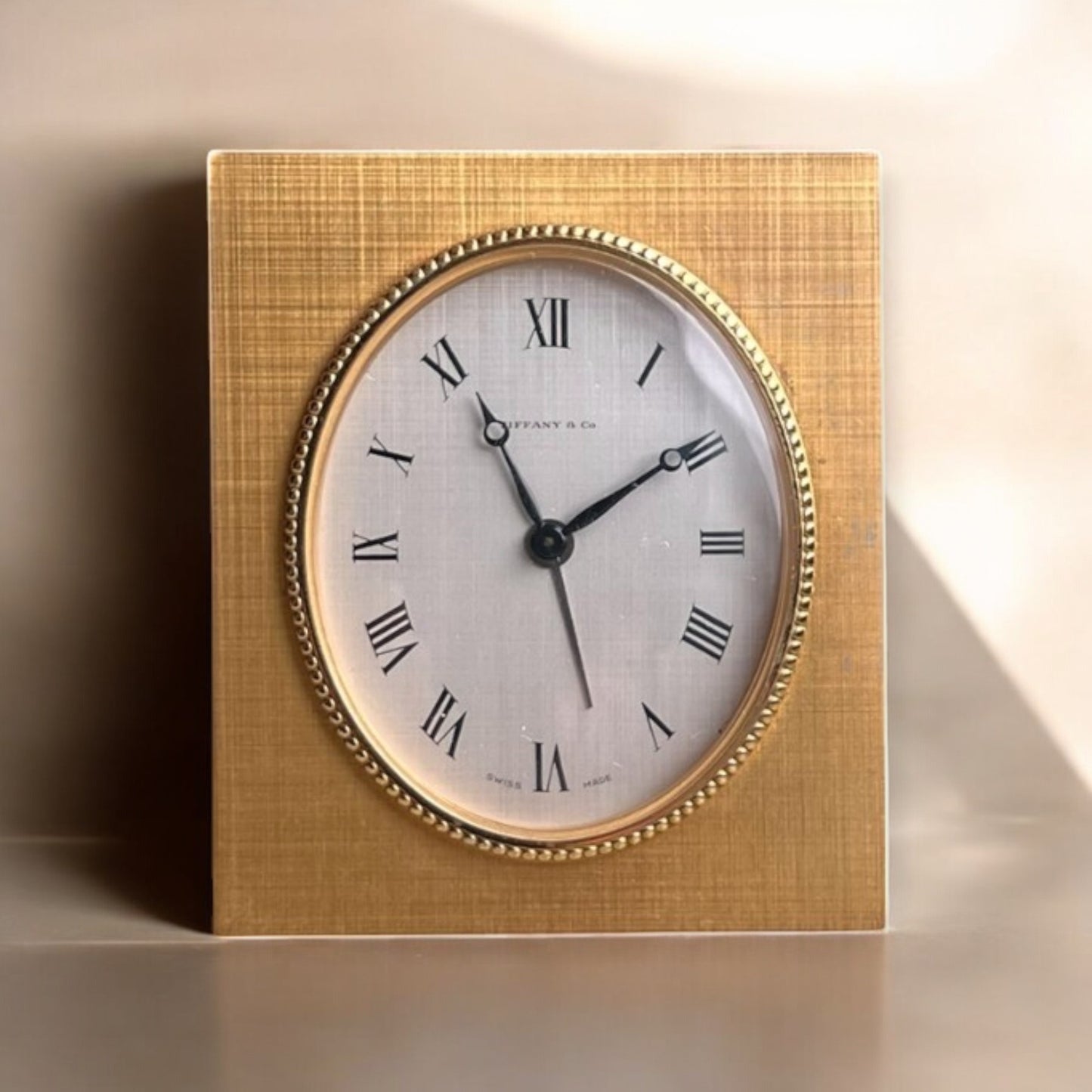 Tiffany Art Deco Alarm Brass Desk / Table Clock/ Pendulette