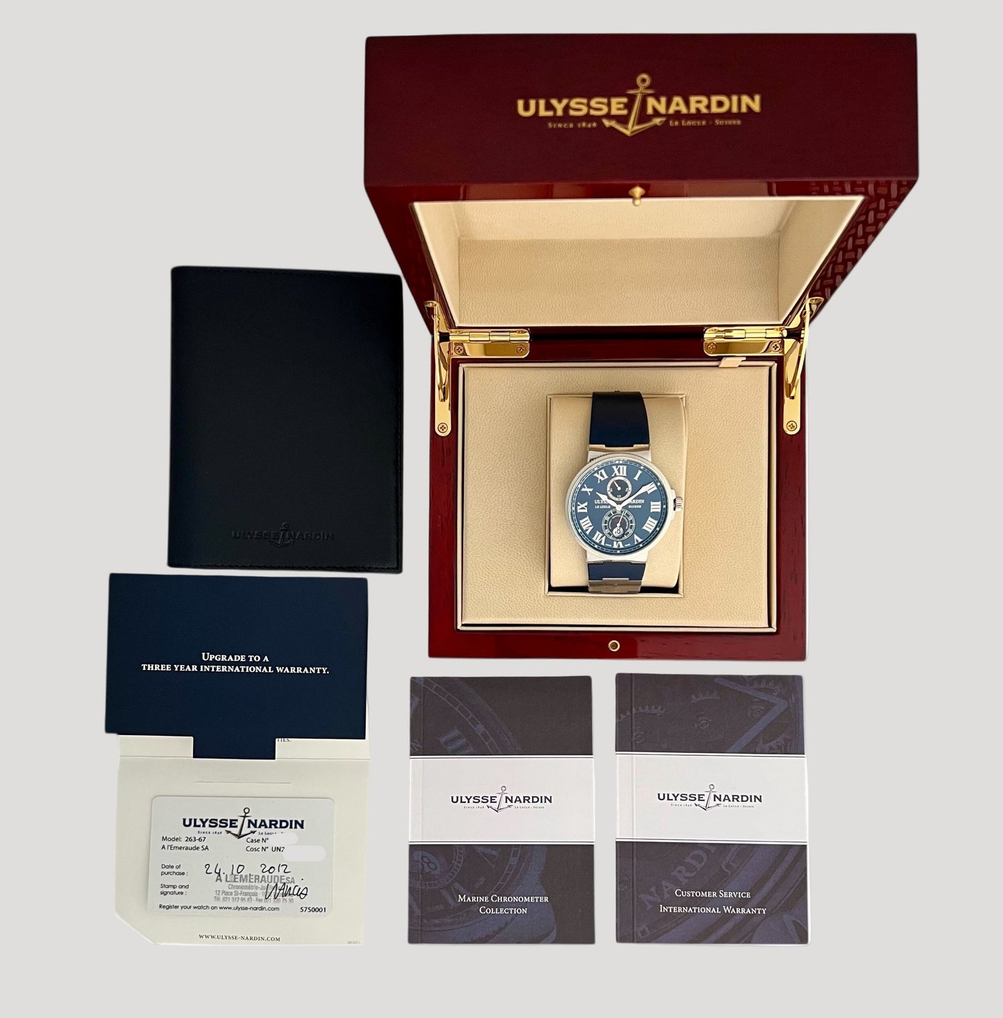 Ulysse Nardin Marine Chronometer Blue Dial 43mm Ref. 263-67 Full Set