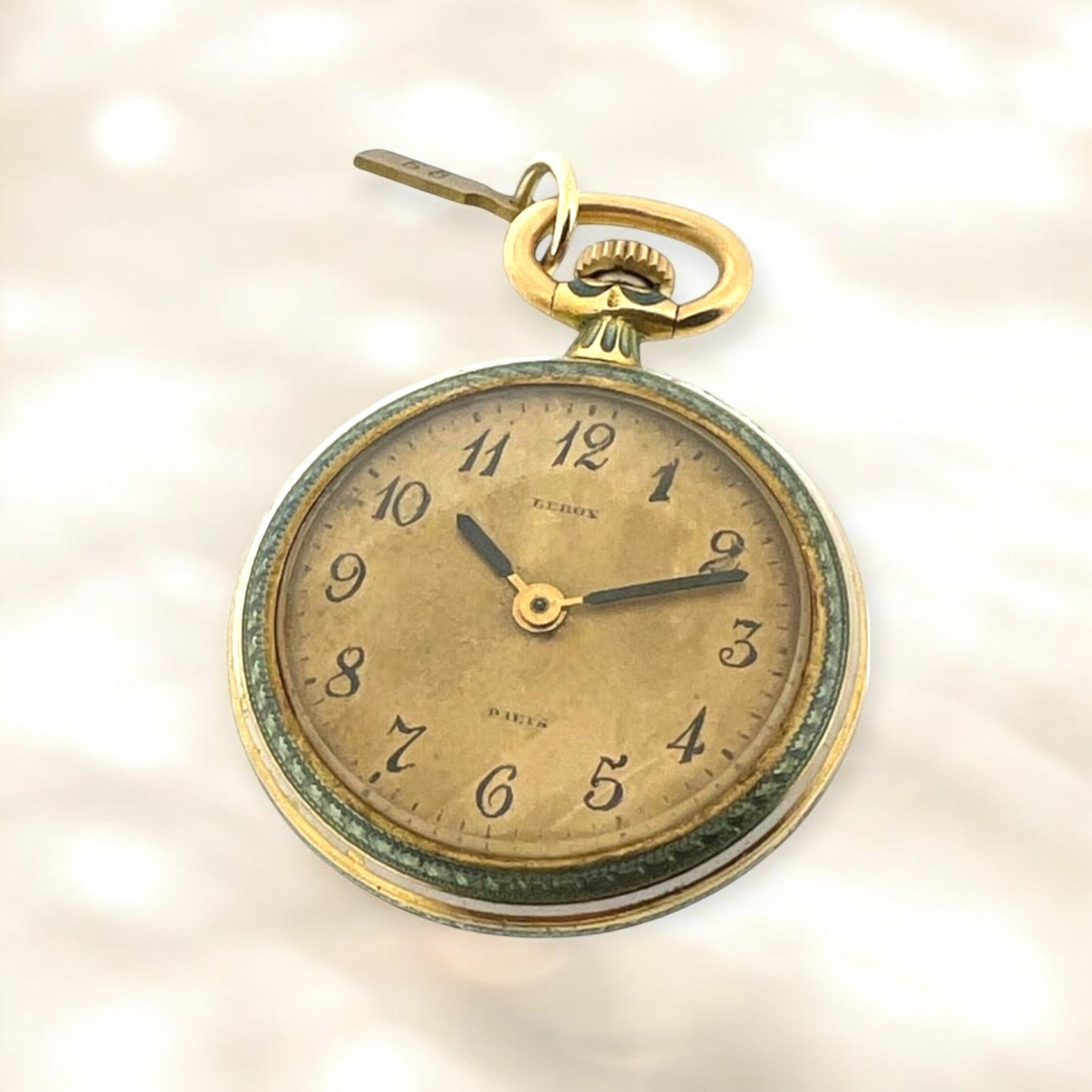 L. Leroy & Cie Rare Handcrafted Enameled Diamonds set Pendant Pocket Watch ca 1925'