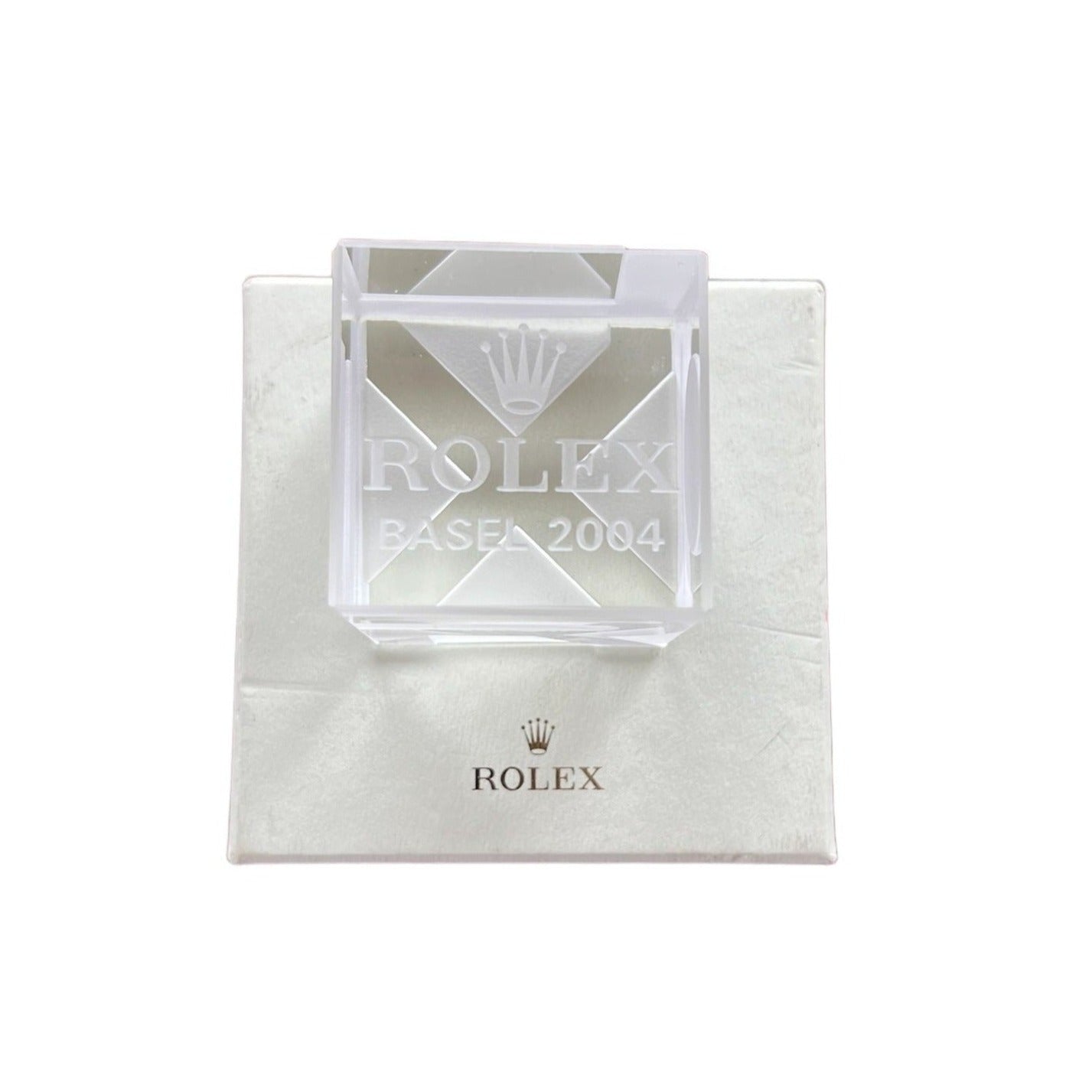Rolex Rare Baselworld 2004 transparent cube paperweight presse papier New Collector'