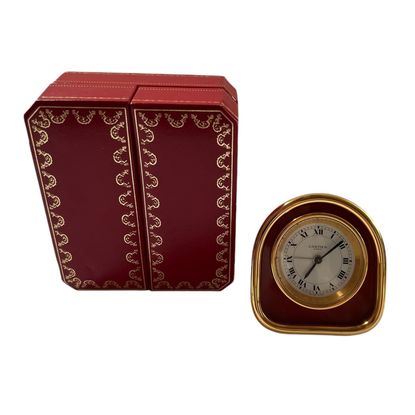 Cartier Alarm Table Clock/ Pendulette with its original Cartier box
