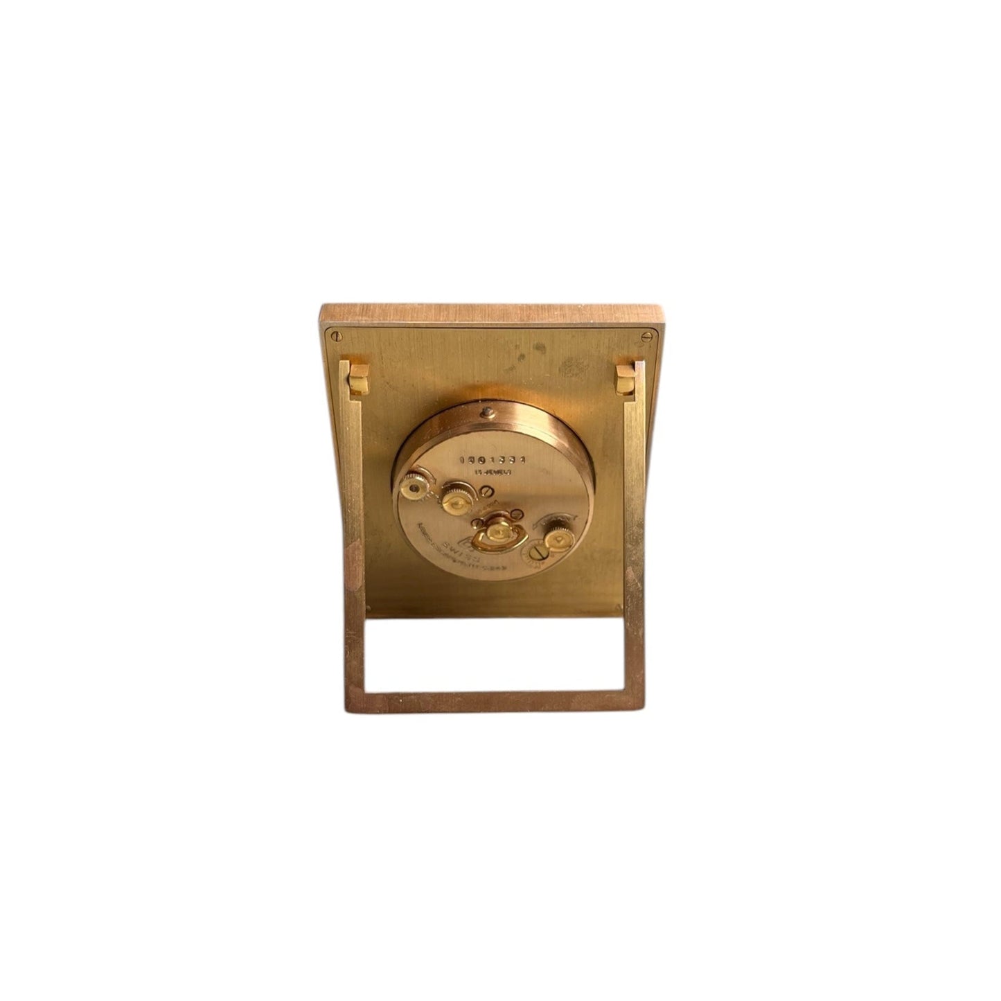 Tiffany Art Deco Alarm Brass Desk / Table Clock/ Pendulette