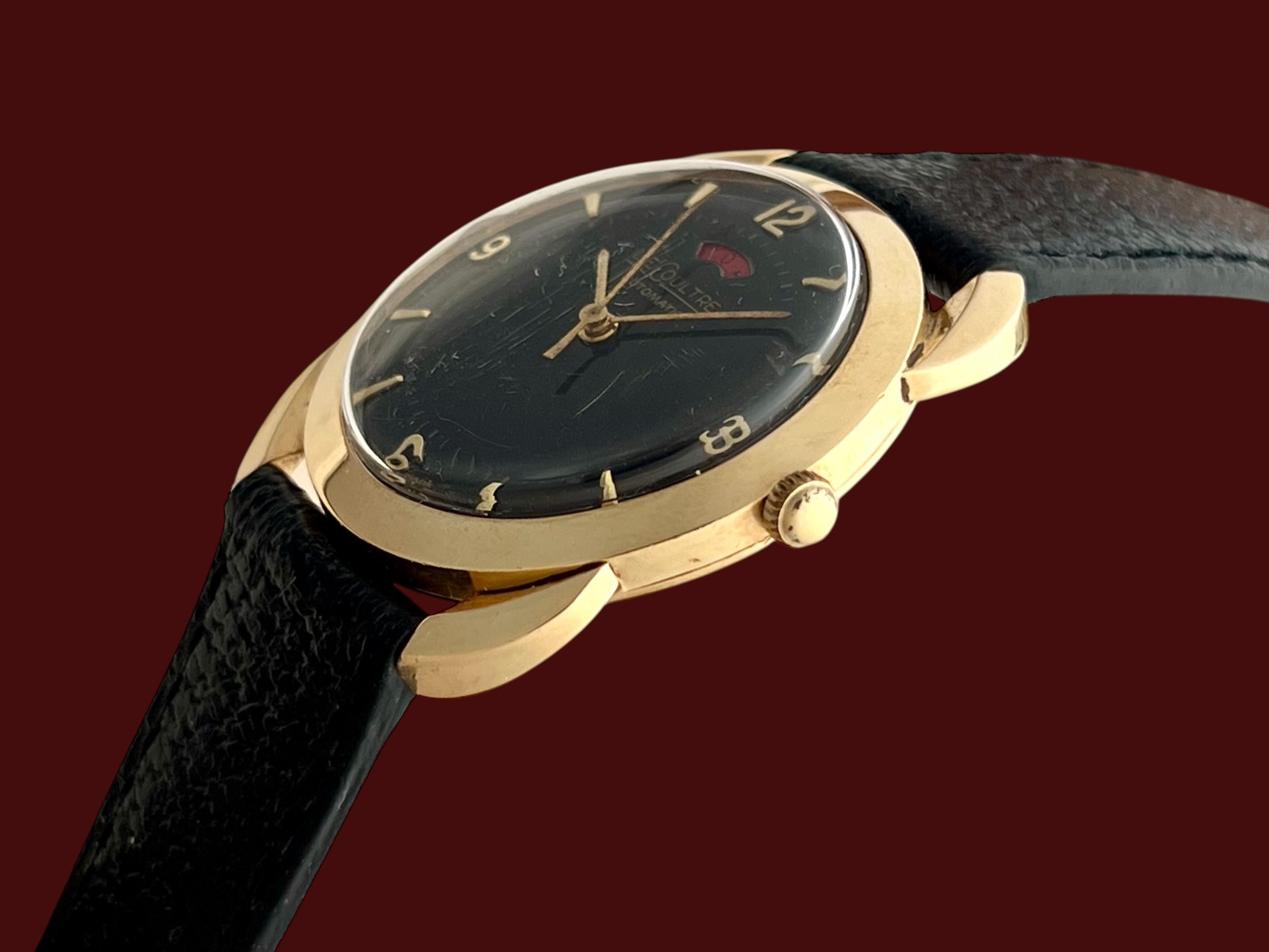fine and rare vintage Jaeger-LeCoultre Rose Gold Fancy Lugs Power Reserve Vintage 1960' with Archive Extract, in excellent condition