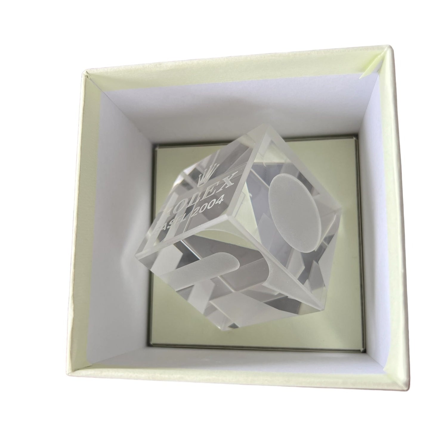 Rolex Rare Baselworld 2004 transparent cube paperweight presse papier New Collector'