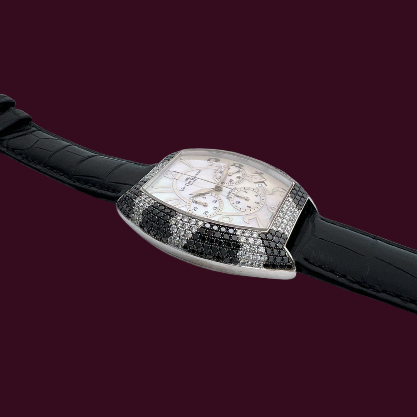 Van der Bauwede Victoria Magnum 'Python' White Gold set with White and Black Diamonds NEW