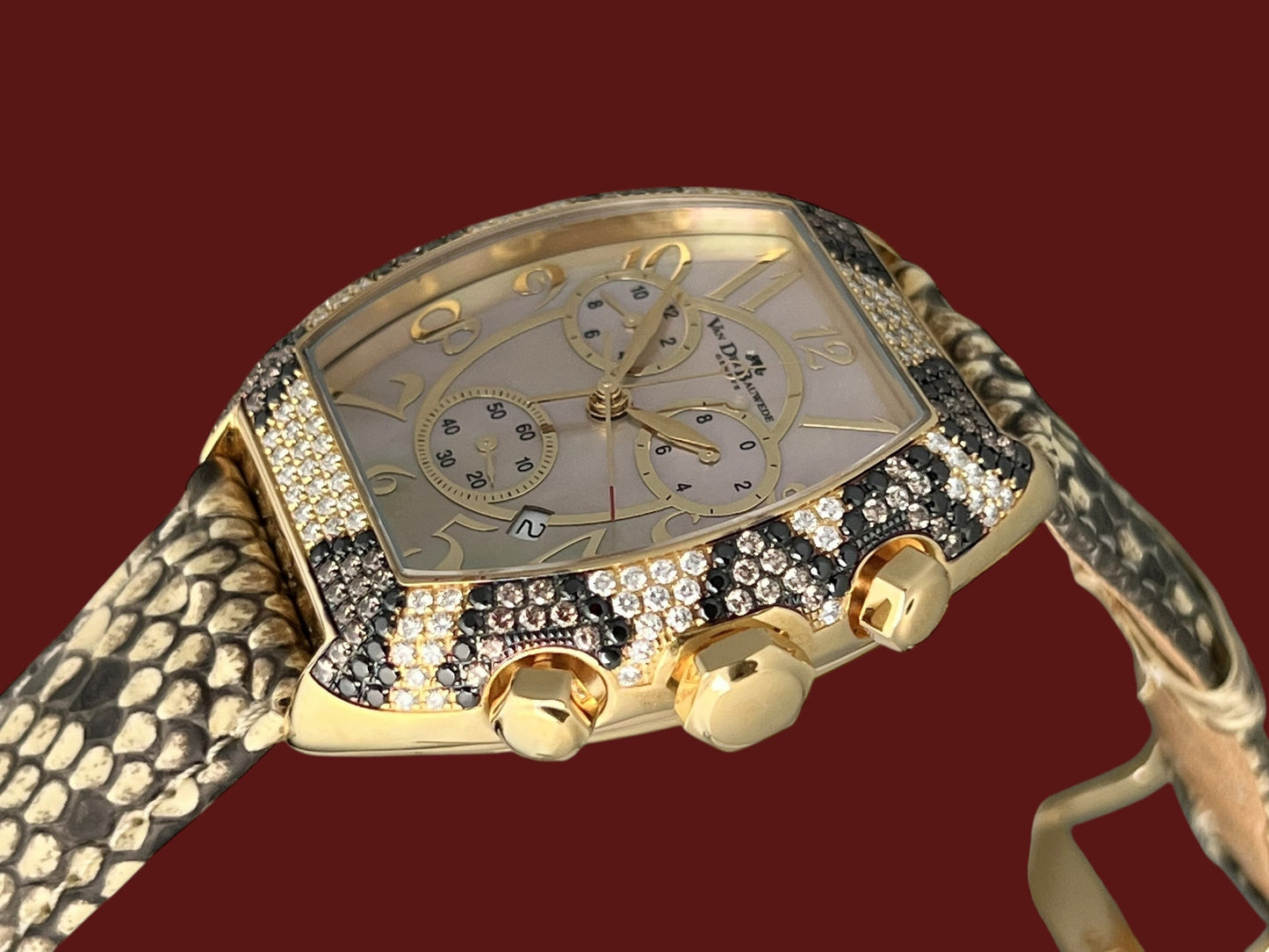 Van der Bauwede Magnum Chronograph Saphirs & White and Black Diamonds NEW