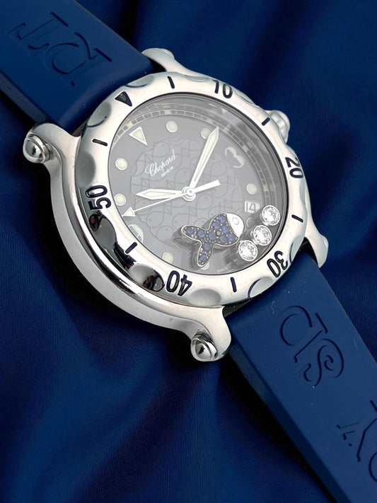 Chopard Happy Sport Blue Sapphire Fish Ref. 288.347-3005 Rare