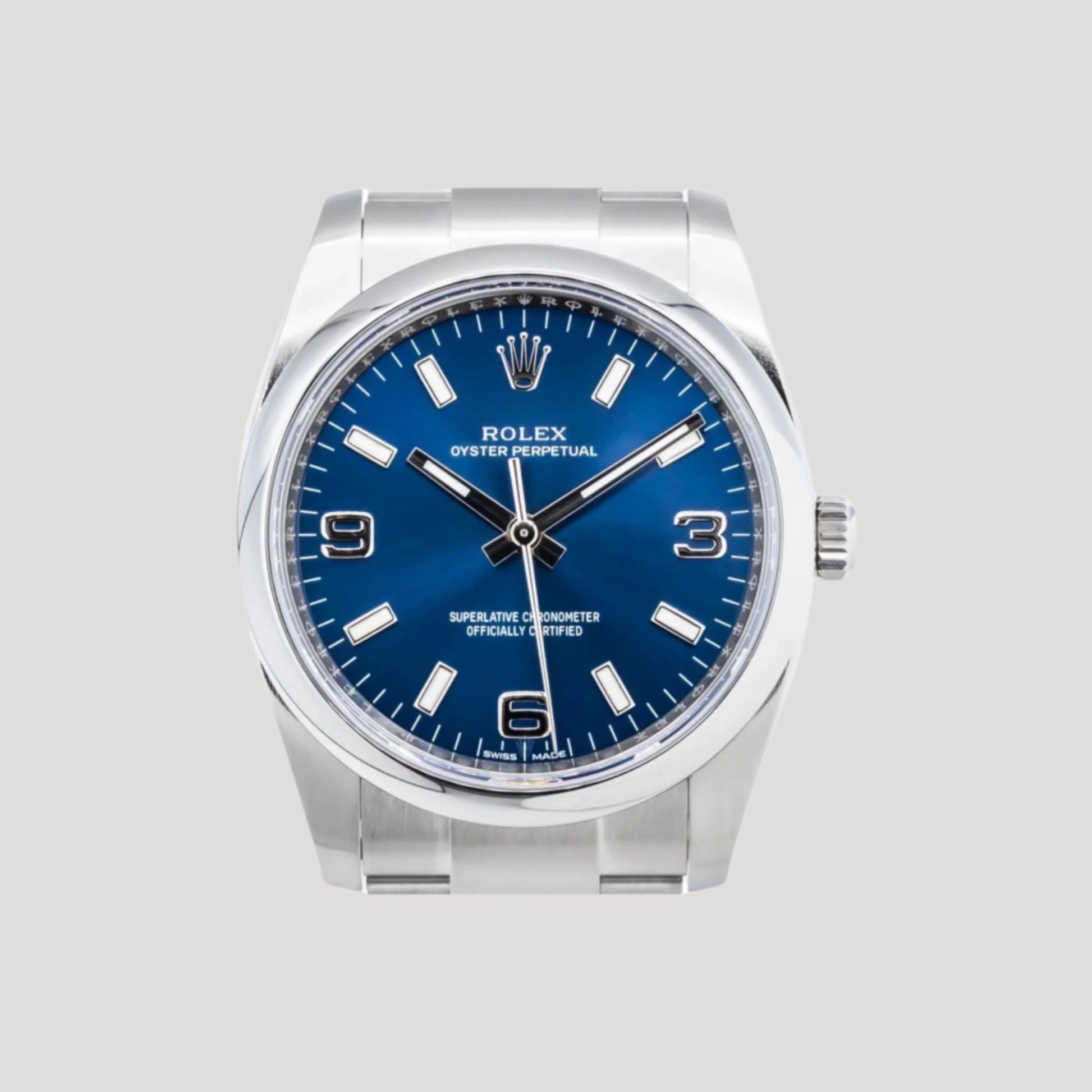 ROLEX Oystr Perpetual 114200 Blue Dial Full Set