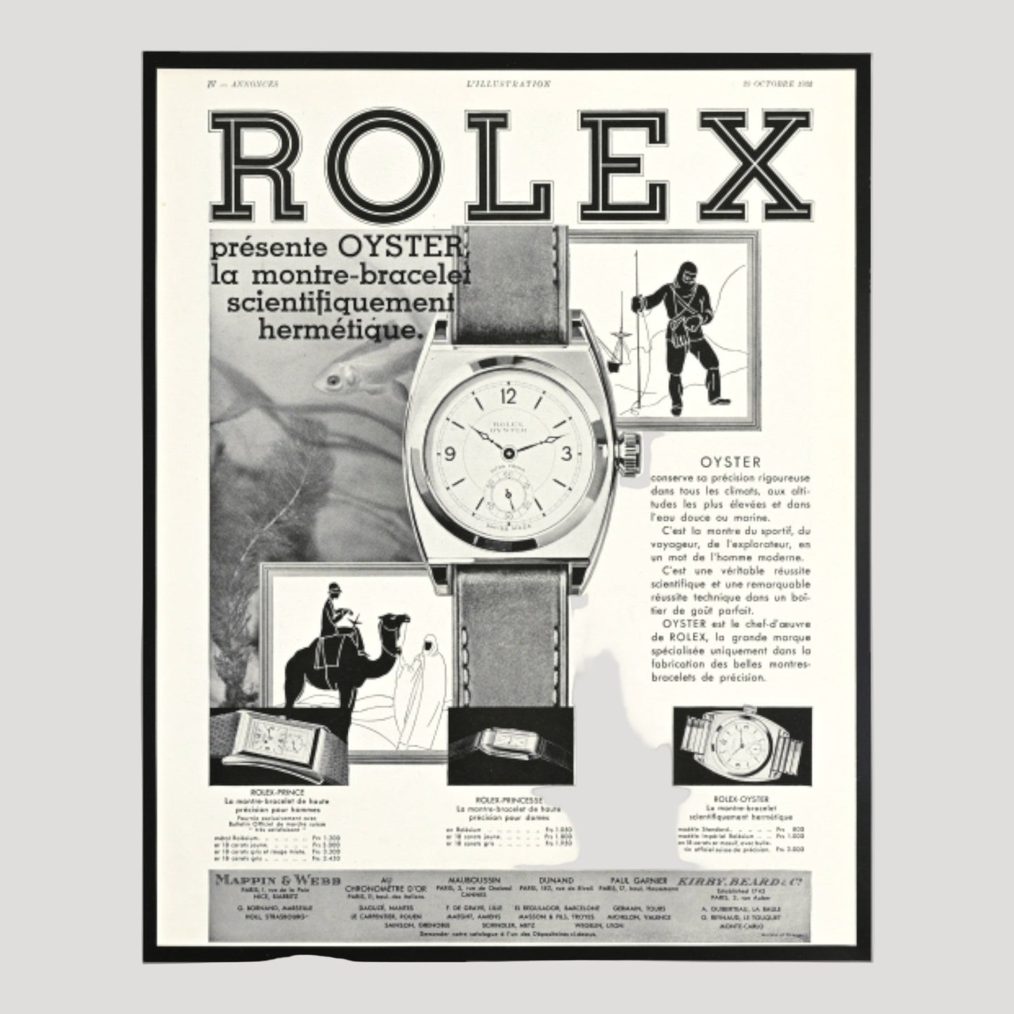 Rolex Affiche Publicitaire /Advertising Poster ca 1930