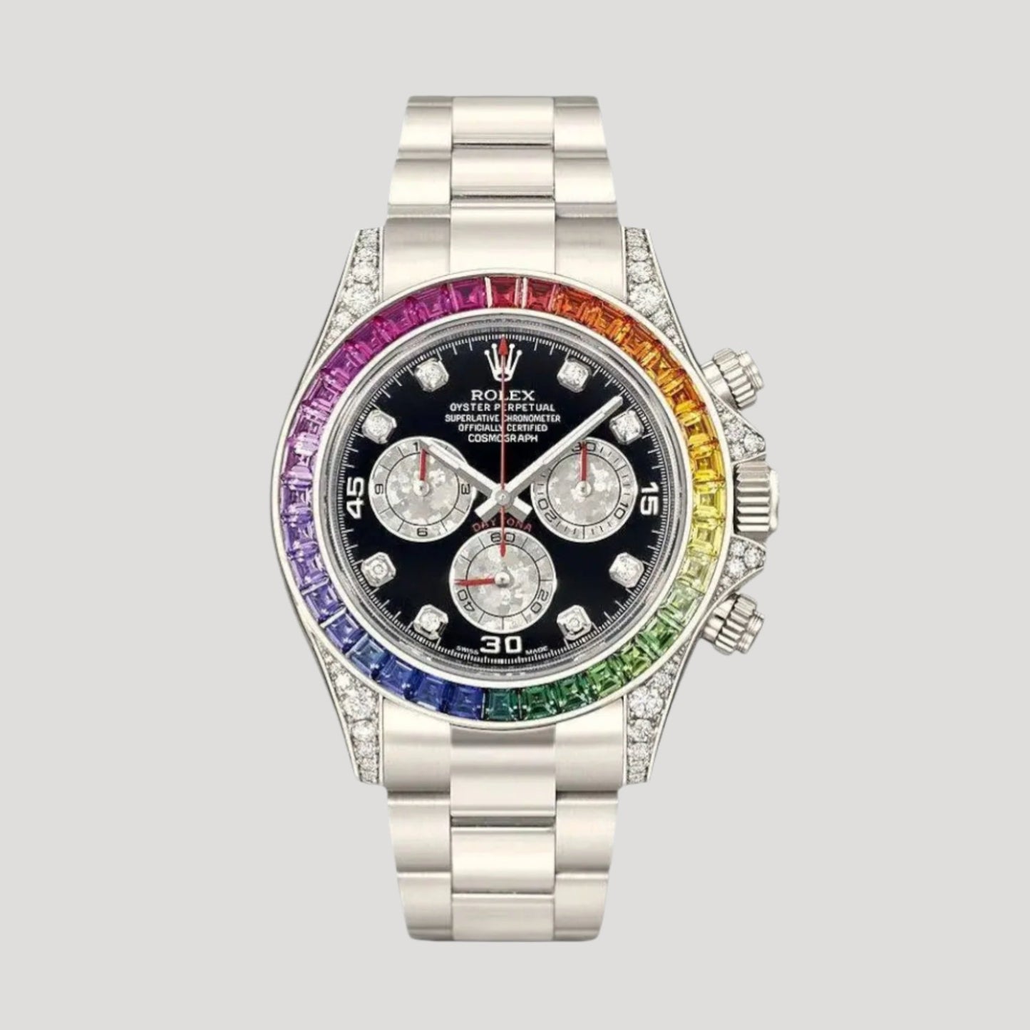 Rolex Cosmograph Daytona “Rainbow” Ref. 116595RBOW, Chrono24, 24 Time, Rolex Daytona Platinum, Rolex Rainbow, Rolex Rainbow Daytona White Gold, Rolex Rainbow Daytona price, Rolex Rainbow Daytona for sale, Rolex Rainbow Daytona review