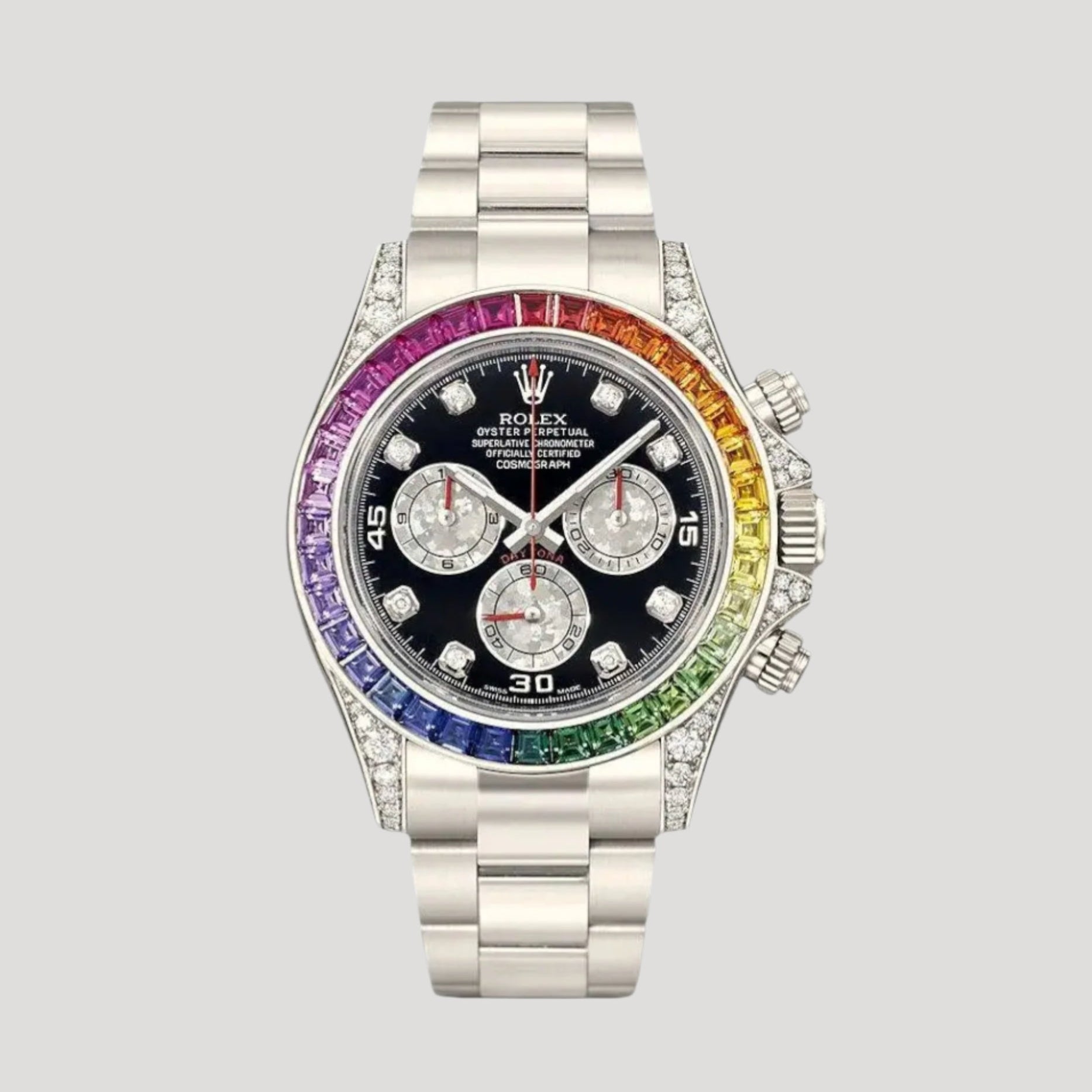 Rolex Cosmograph Daytona “Rainbow” Ref. 116595RBOW, Chrono24, 24 Time, Rolex Daytona Platinum, Rolex Rainbow, Rolex Rainbow Daytona White Gold, Rolex Rainbow Daytona price, Rolex Rainbow Daytona for sale, Rolex Rainbow Daytona review