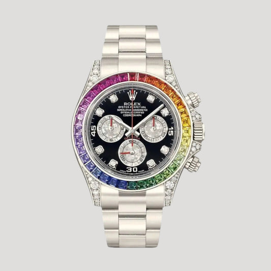 Rolex Cosmograph Daytona “Rainbow” Ref. 116595RBOW, Chrono24, 24 Time, Rolex Daytona Platinum, Rolex Rainbow, Rolex Rainbow Daytona White Gold, Rolex Rainbow Daytona price, Rolex Rainbow Daytona for sale, Rolex Rainbow Daytona review