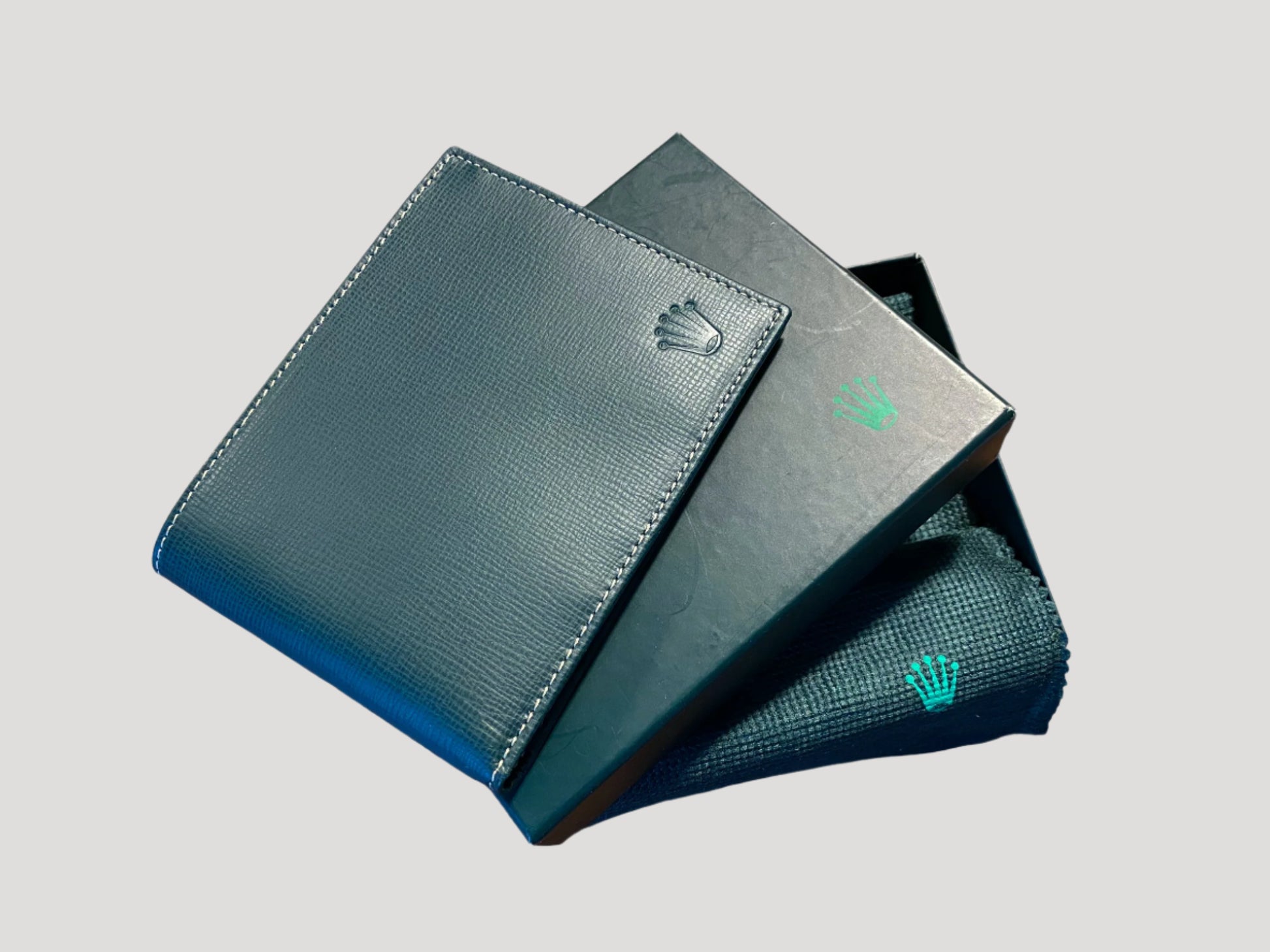 Rolex Fine Green Leather Wallet / Portemonnaie NEW in its Original Box