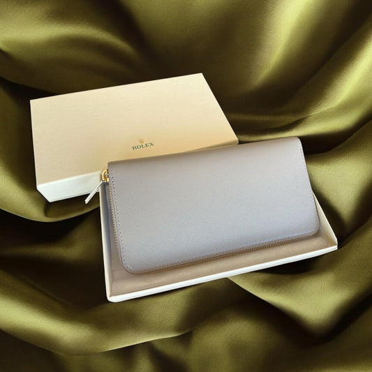 Rolex New Fine Grey Leather Wallet