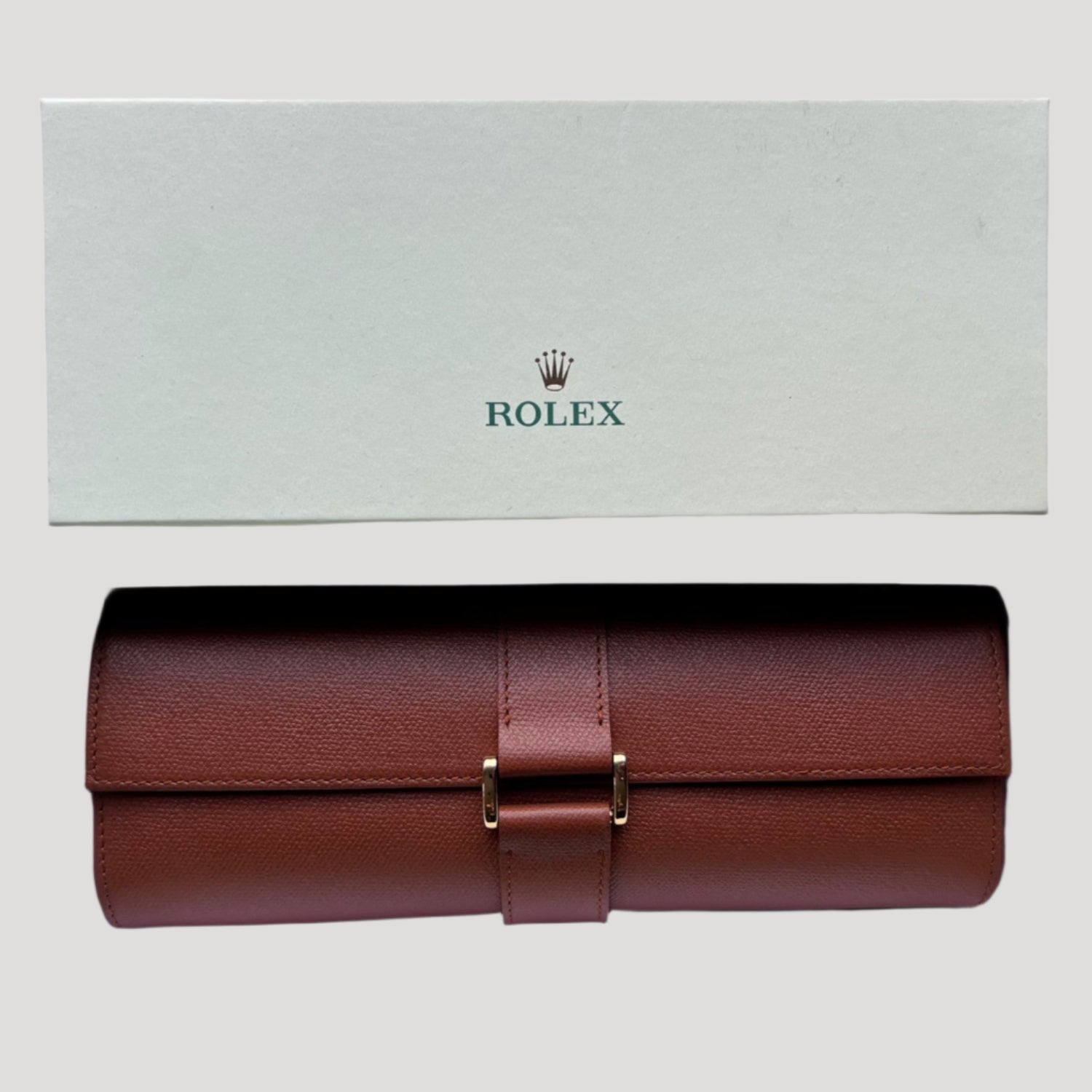 Rolex New Rare Brown Leather Etui/ Travel Pouch/ Case several watches