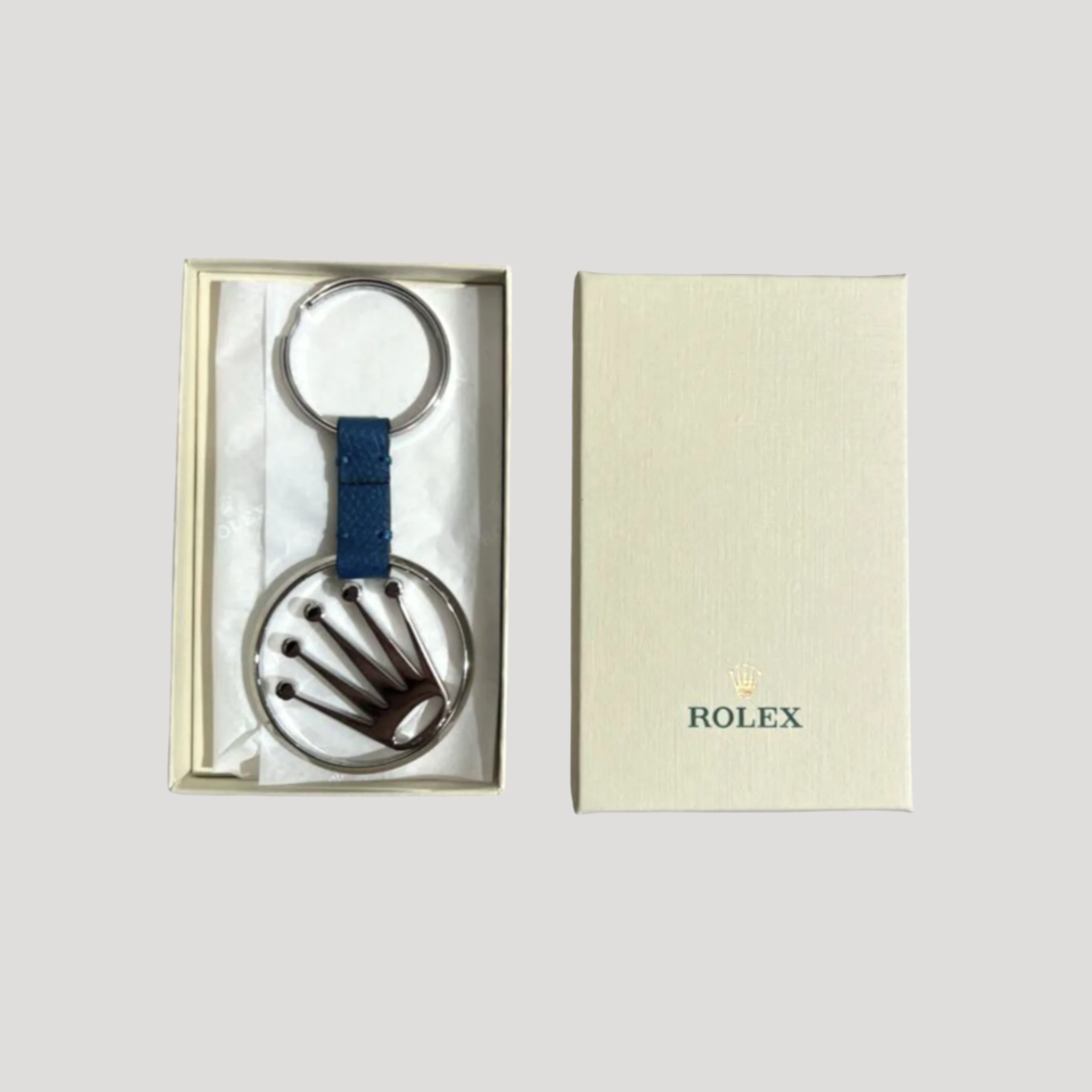 Rolex Oversized Crown Blue Key Ring Holder